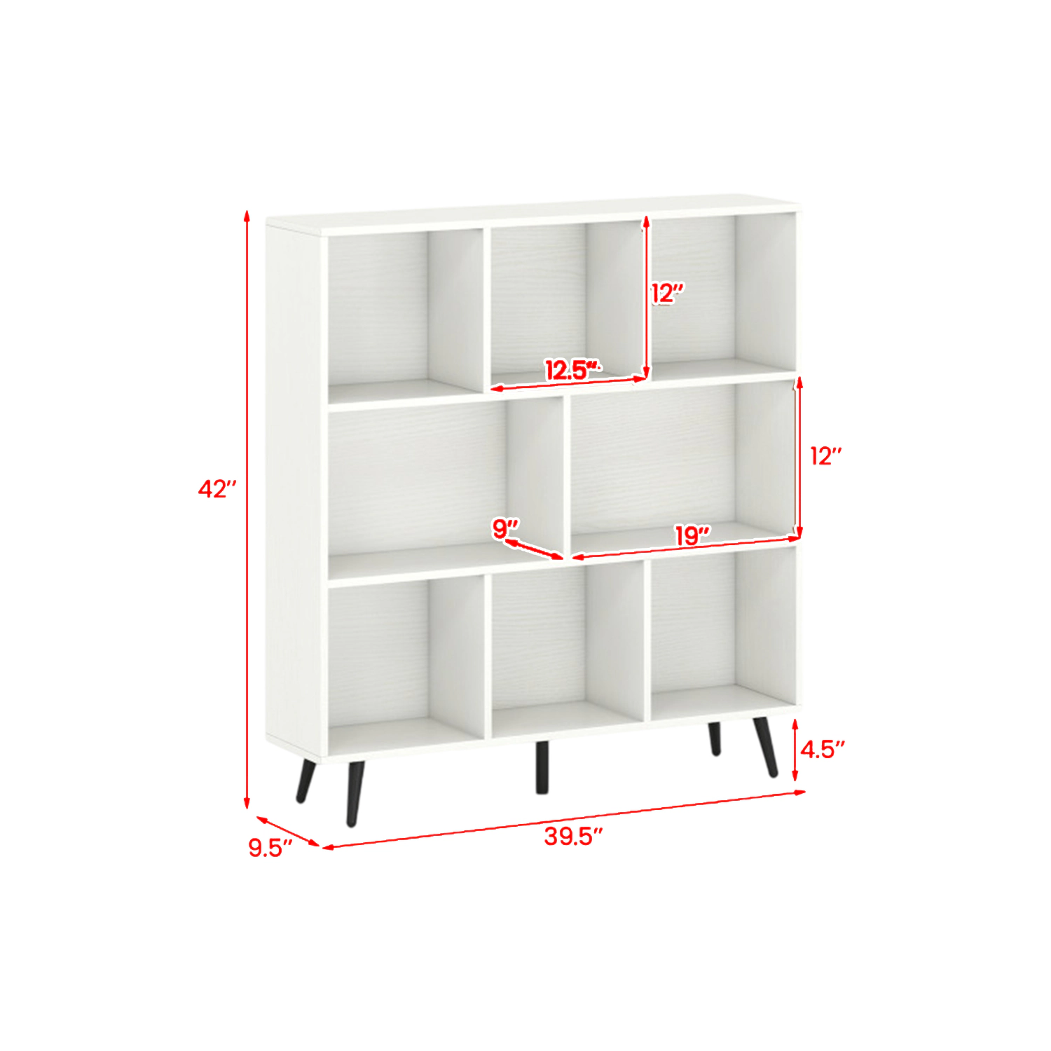 Hivvago Modern Storage Bookcase with Open Cube Shelves and Metal Legs