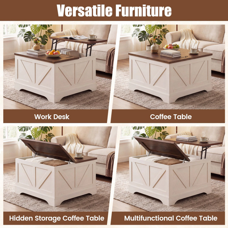 Hivvago 31.5Inch Square Coffee Table With Lifting Tabletop And Hidden Compartment