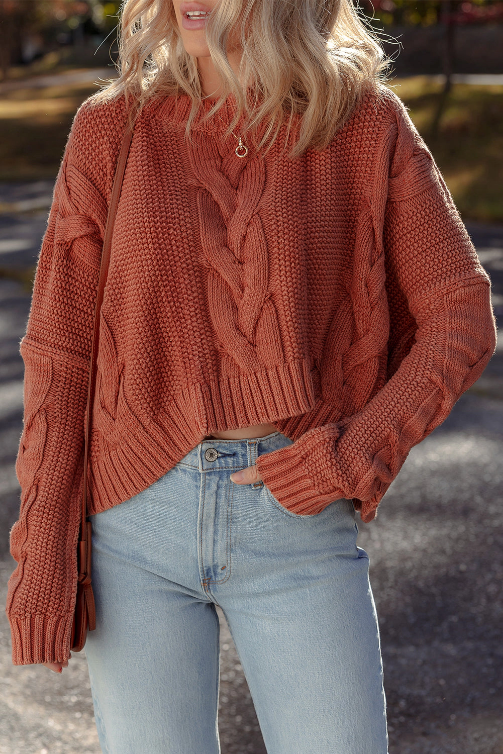 Threaded Pear Women's Willaira Slouchy Textured Knit Sweater