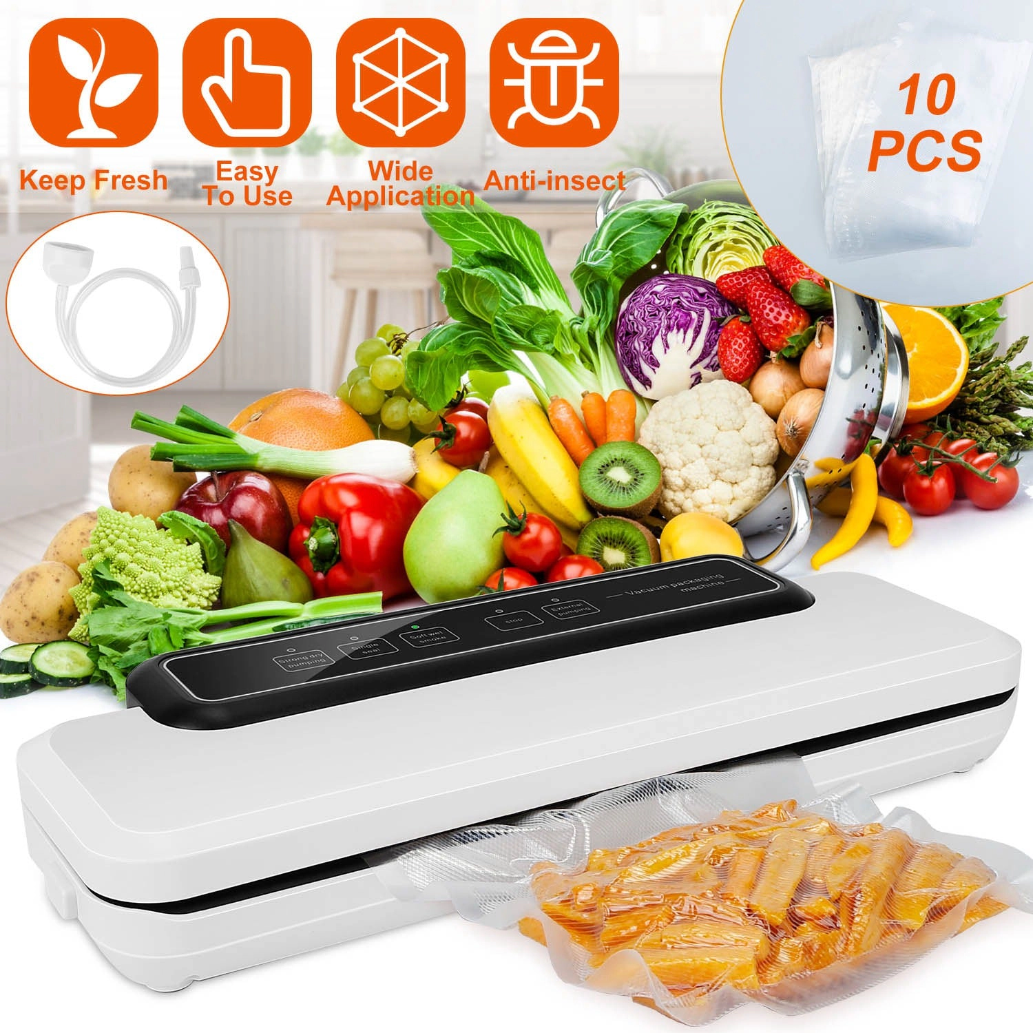 GBruno Automatic Vacuum Sealer Machine With 10 Bags