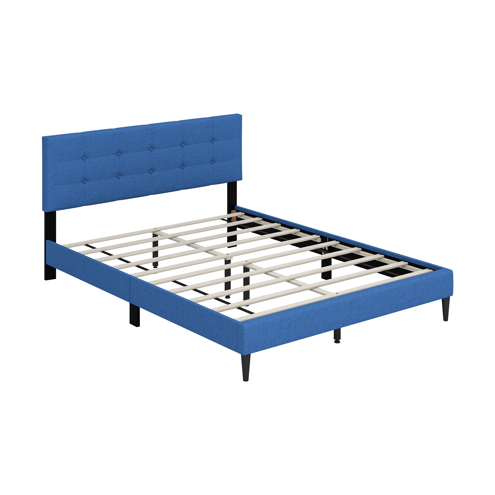 LJG Queen Size Upholstered Platform Bed with Button Tufted Headboard