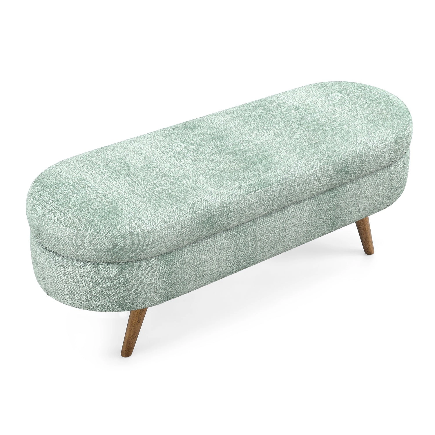 GBruno Oval Storage Ottoman Bench With Rubberwood Legs