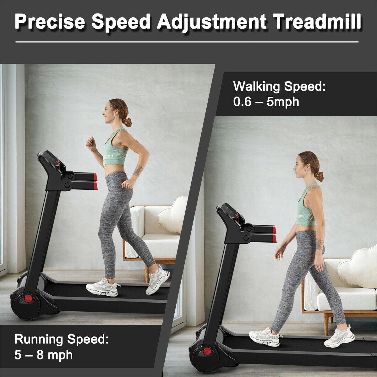 SUGIFT Red 3-HP Electric Folding Treadmill with Bluetooth Speaker 60.5-in W 30.5-in D 242.5-lb User Capacity