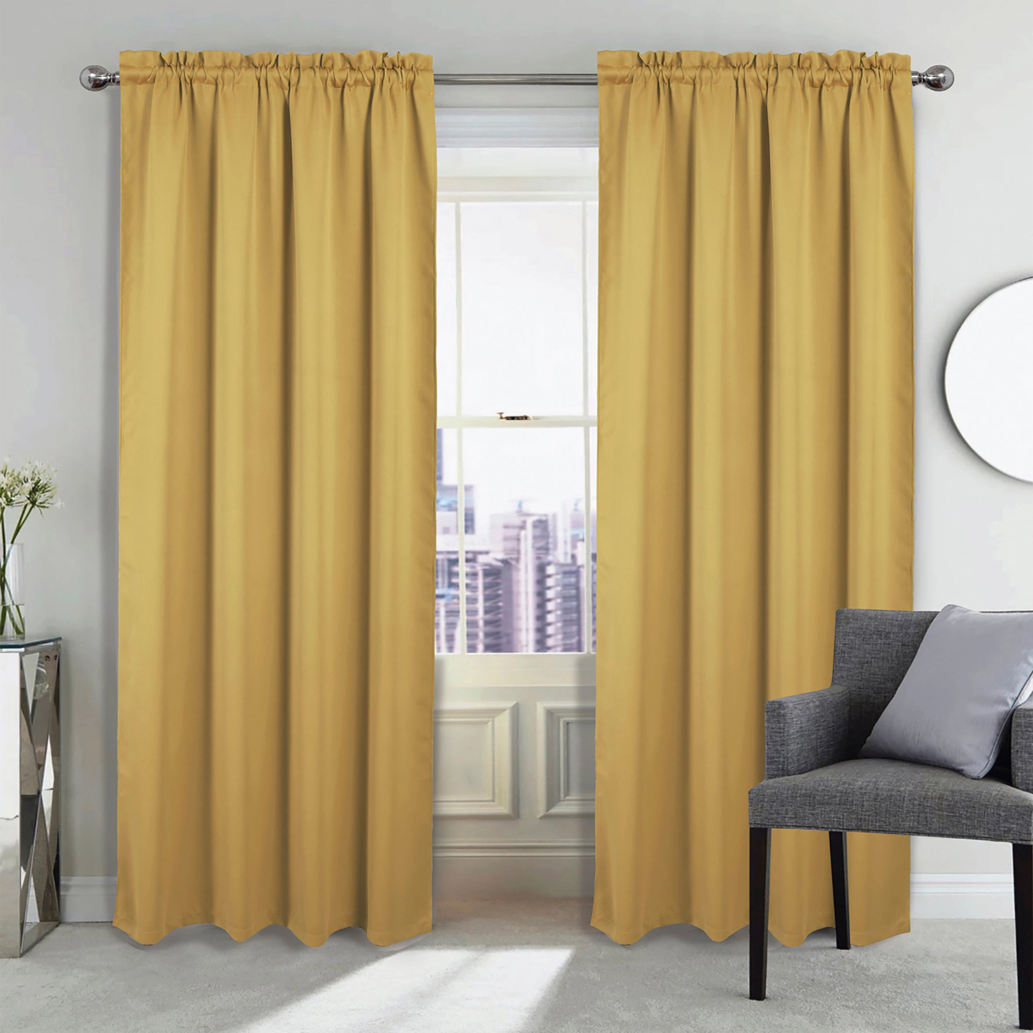 RT Designers Collection 100% Polyester Twilight Blackout Rod Pocket Curtain Panel 54" x 84" Sesame