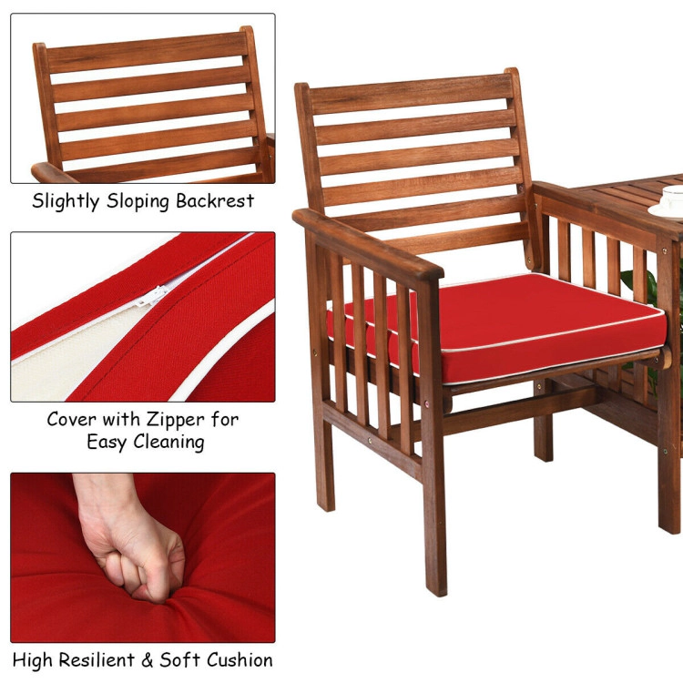 Hivvago 3 Pcs Outdoor Patio Table Chairs Set Acacia Wood Loveseat