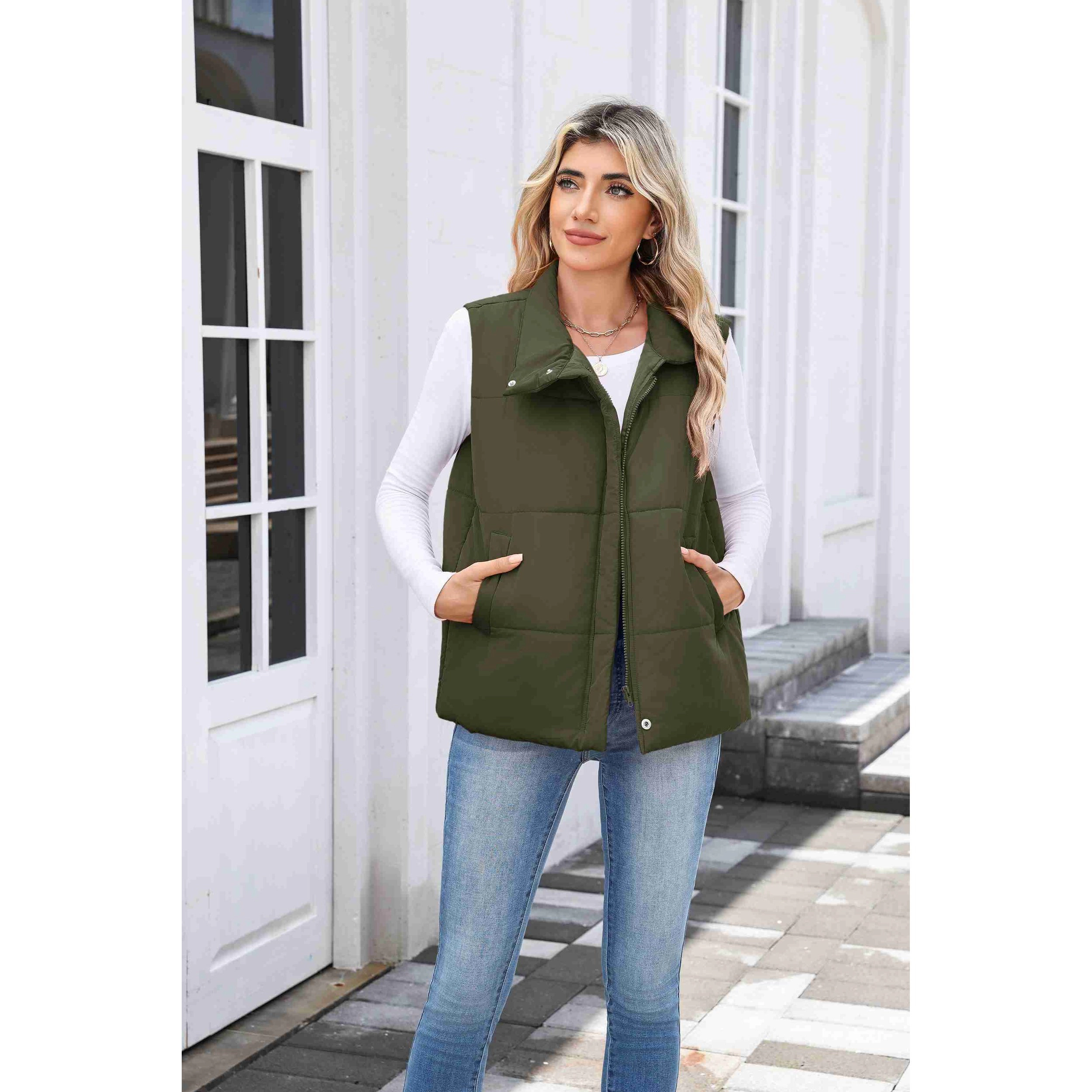 Zeagoo Women's Zip Up Quilted Lightweight Sleeveless Puffer Vest with Pockets