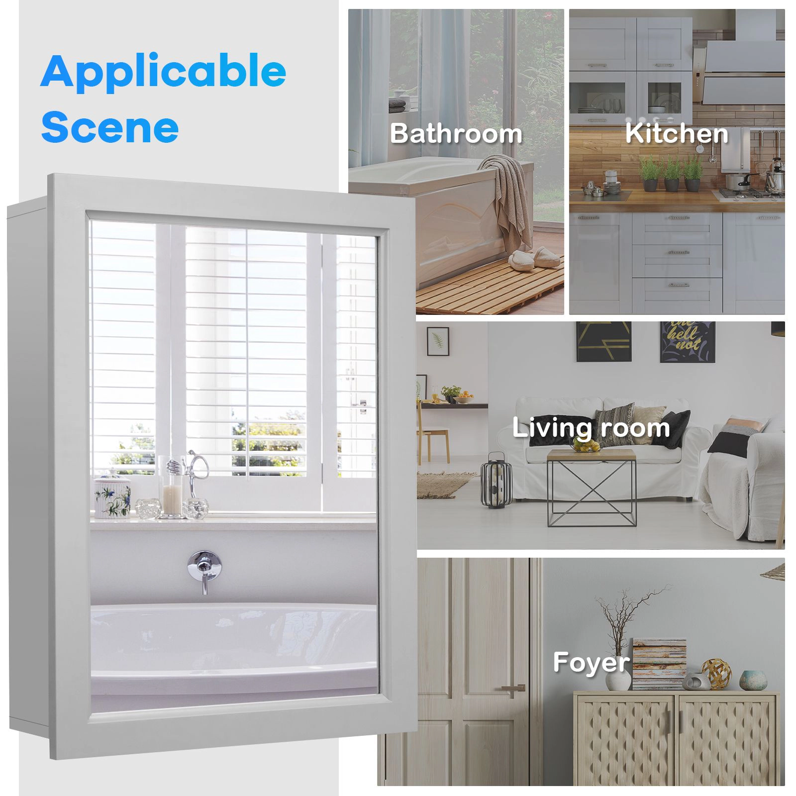 SlickBlue Wall Mounted Bathroom Cabinet with Mirror & Storage Shelf