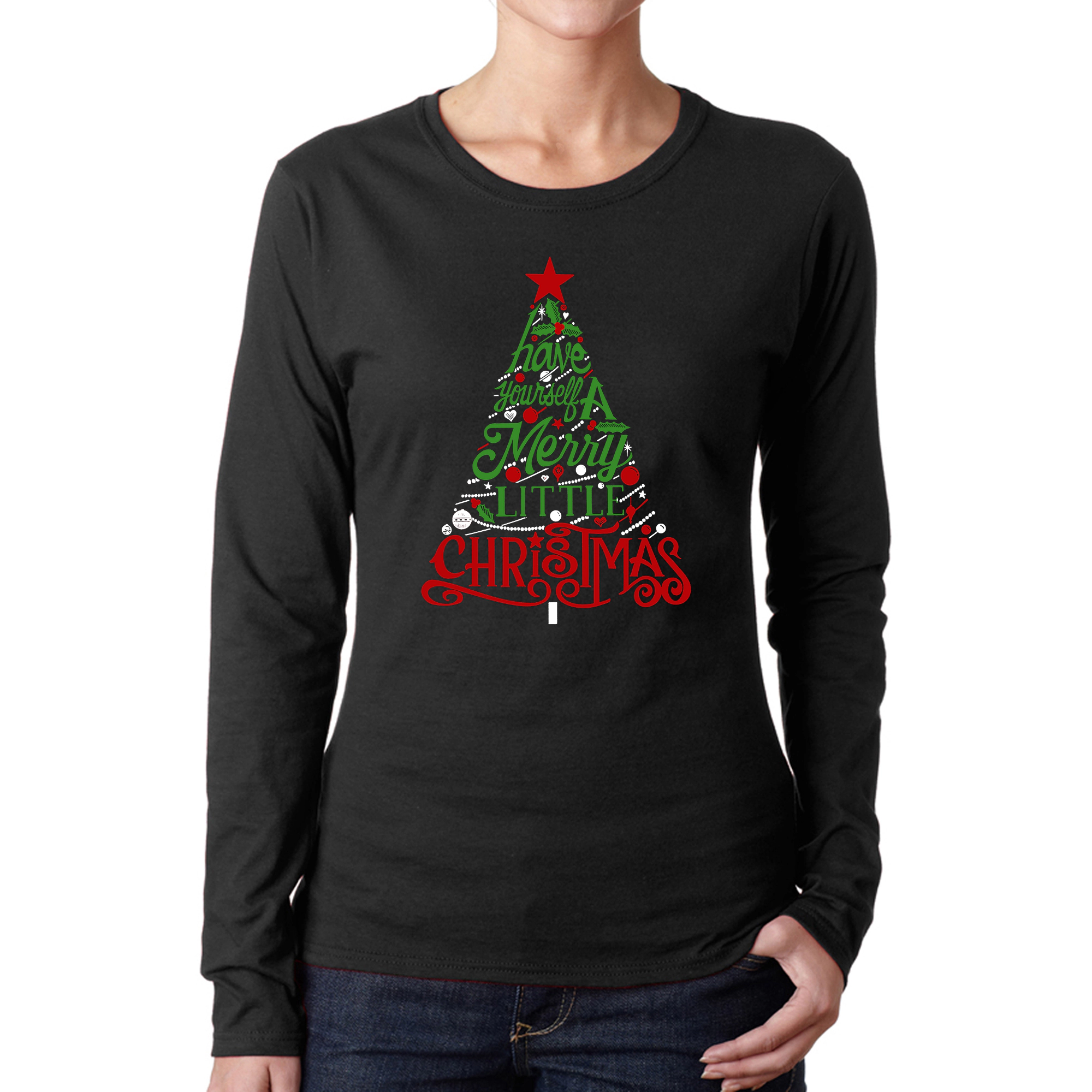 LA Pop Art Women's Word Long Sleeve T-Shirt - Have Yourself A Merry Little Christmas