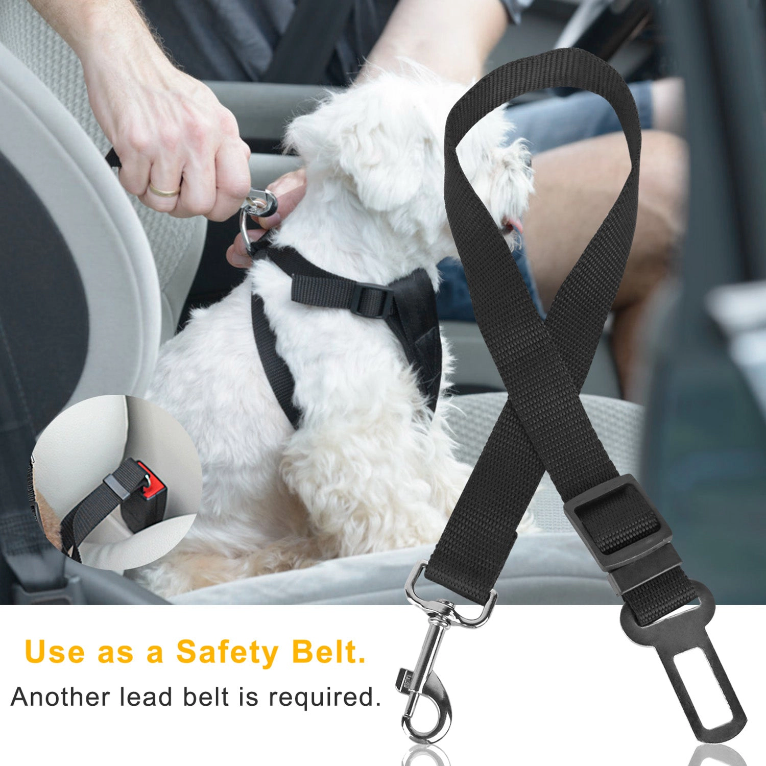 GBruno 2-Piece Nylon Pet Dog Seat Belt Leash