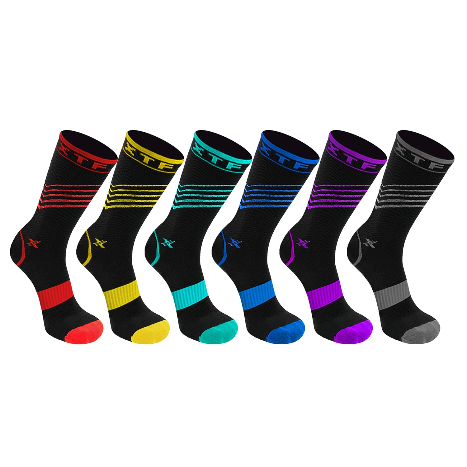 Extreme Fit Crew Compression Socks - Made For Running, Athletics - 6 Pair