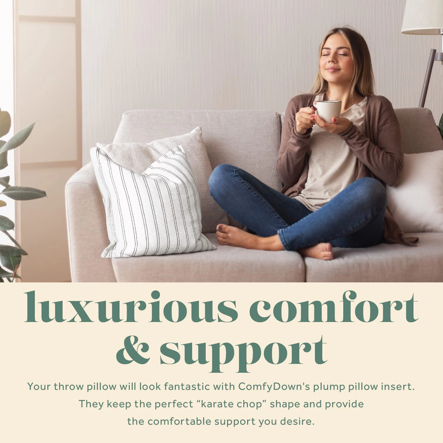 ComfyDown Premium Feather & Down Decorative Pillow Insert