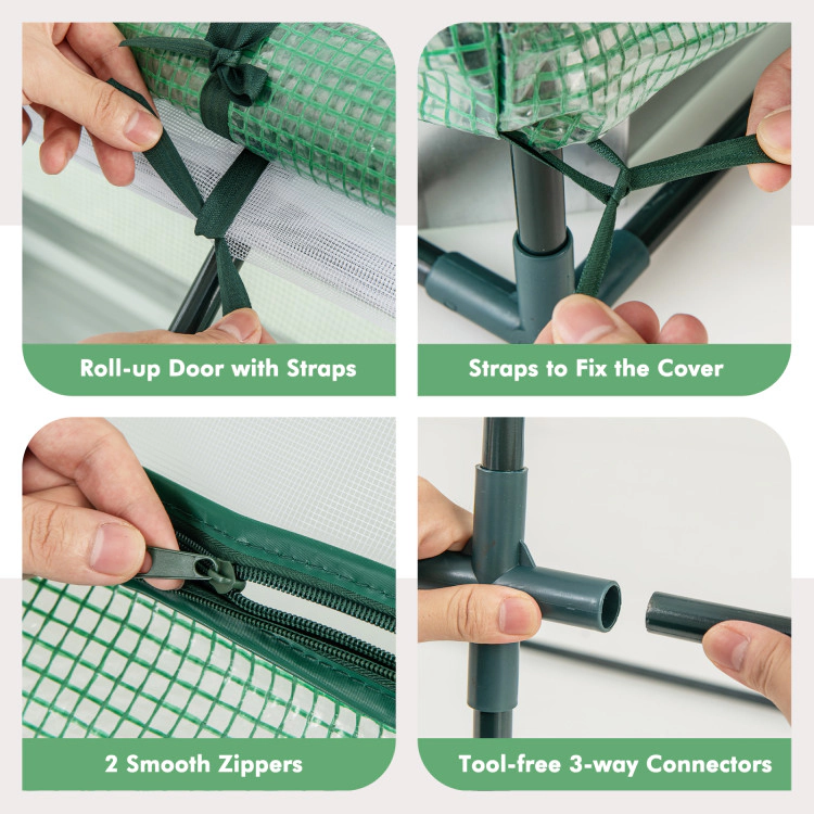 Hivvago 6 x 3 x 3 Feet Galvanized Raised Garden Bed with Greenhouse-Green