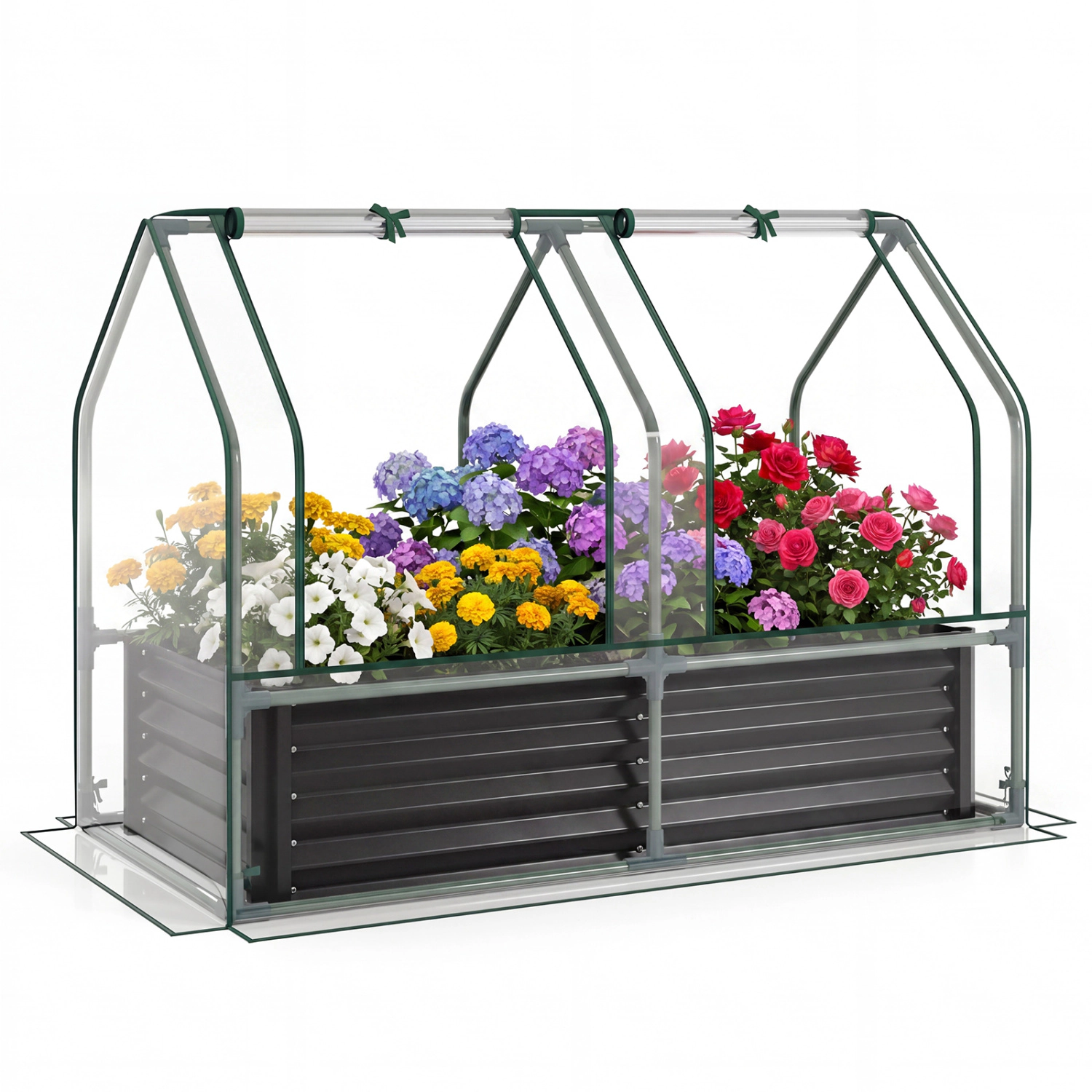 LJG 4 x 2 3 Feet Small Galvanized Raised Garden Bed with Greenhouse Cover