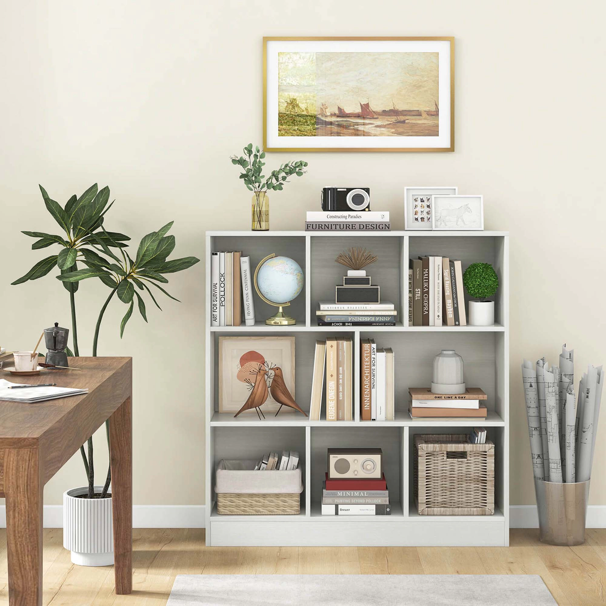 Costway 8-Cube Bookcase 41" Wooden Toy Storage Organizer for Kids Bookshelf White