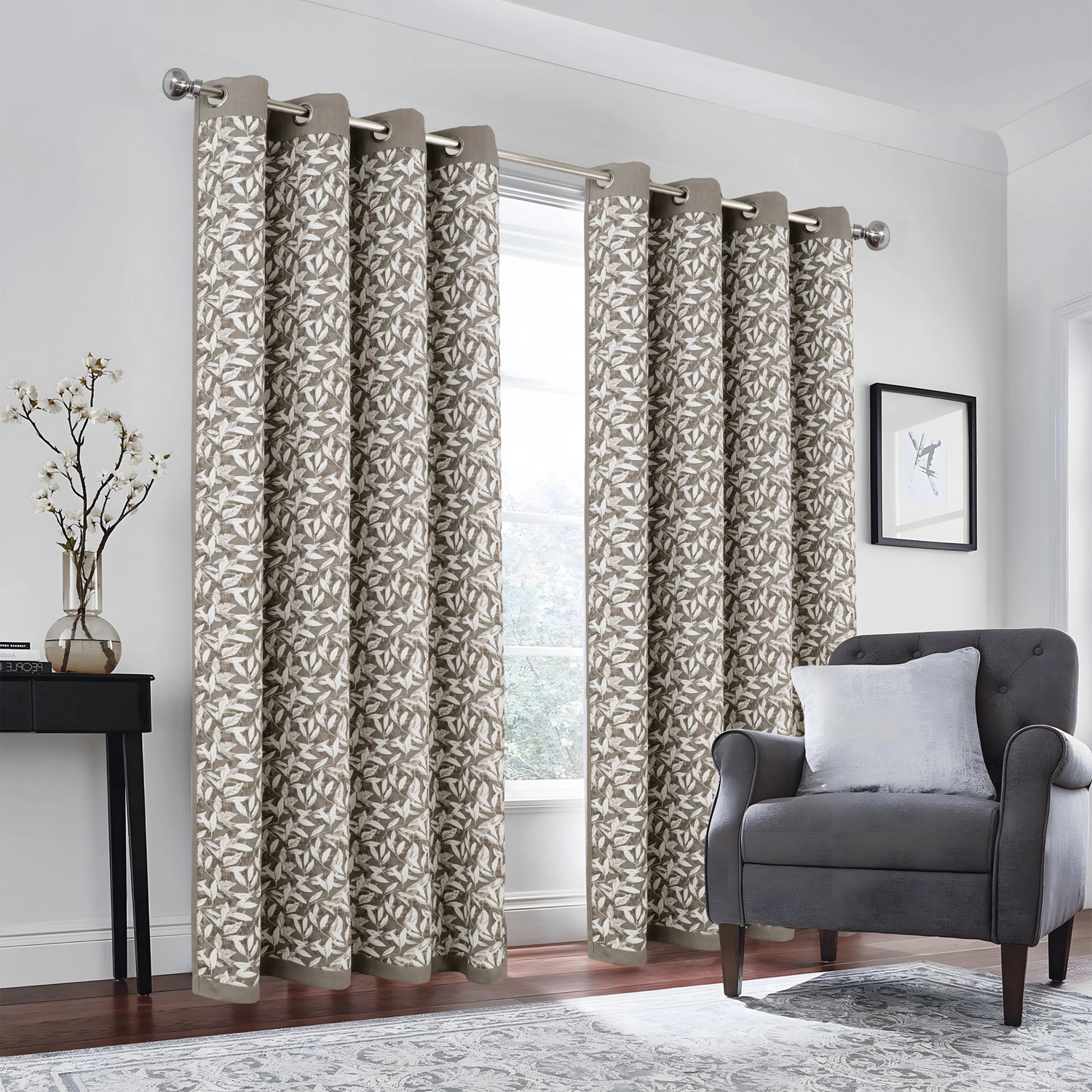 RT Designers Collection 100% Polyester 190 GSM Marina Revisible Blackout Grommet Curtain Panel 54" x 84" Silver