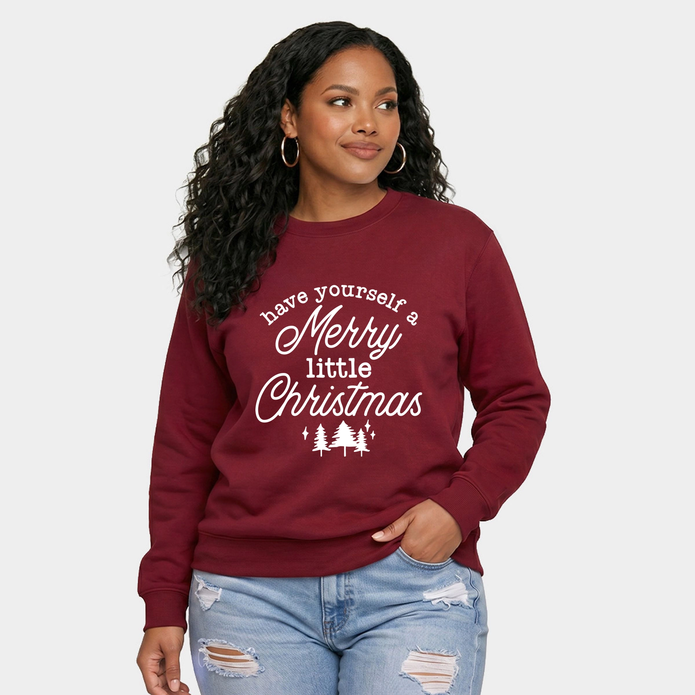 Simply Sage Market - Women's Graphic Sweatshirt Merry Little Christmas Trees