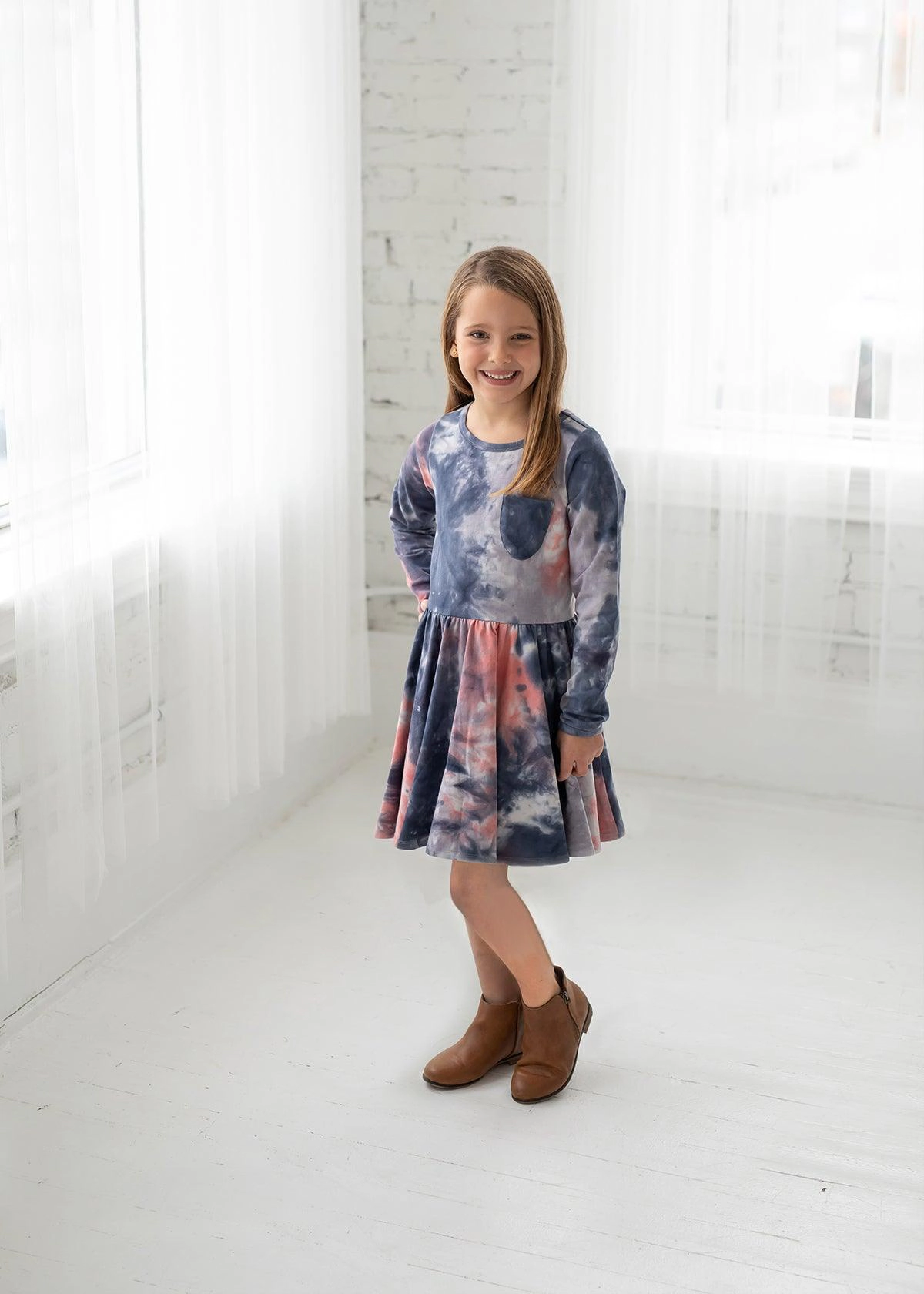 Mabel and Honey Bella Beauty Blue Tie Dye Knit Dress