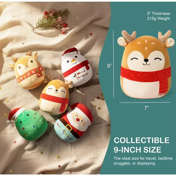 Sperric Christmas Plush Toy Reindeer Soft Stuffed Animal, 9" Cute Holiday Plushie Gift for Kids, Perfect Holiday Gifts