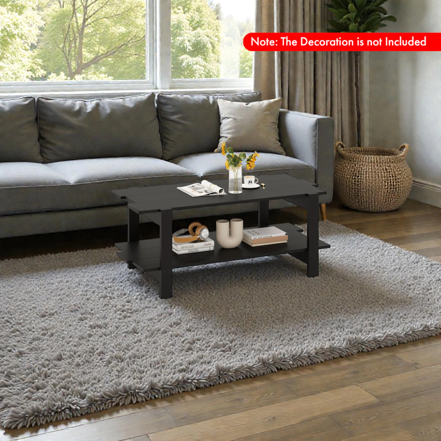 Hivvago Stylish Coffee Table with 2 Levels and Functional Storage Shelf