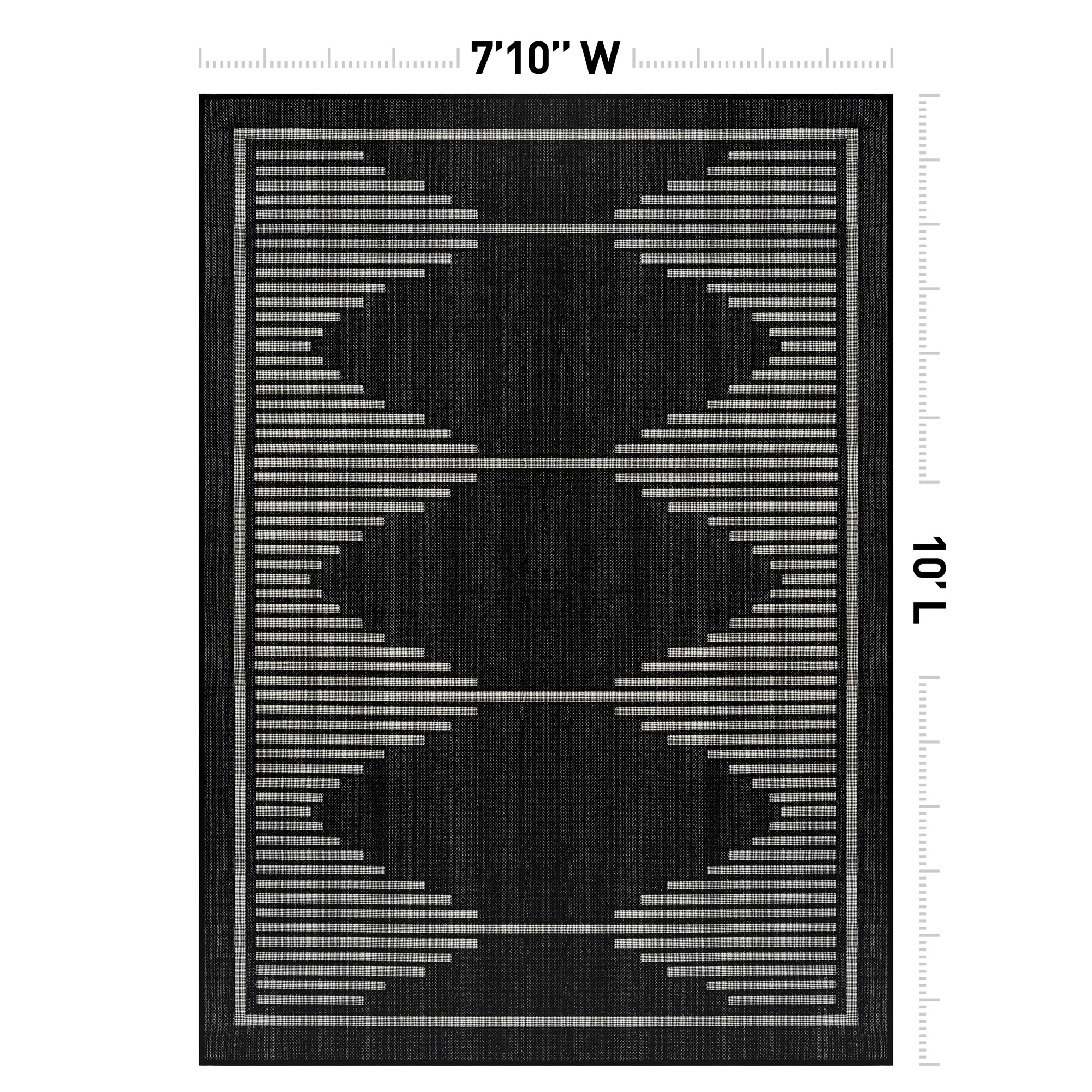 World Rug Gallery Geometric Indoor/Outdoor Flat Woven Area - Natural Jute-Style Patio for Backyard Porch Deck