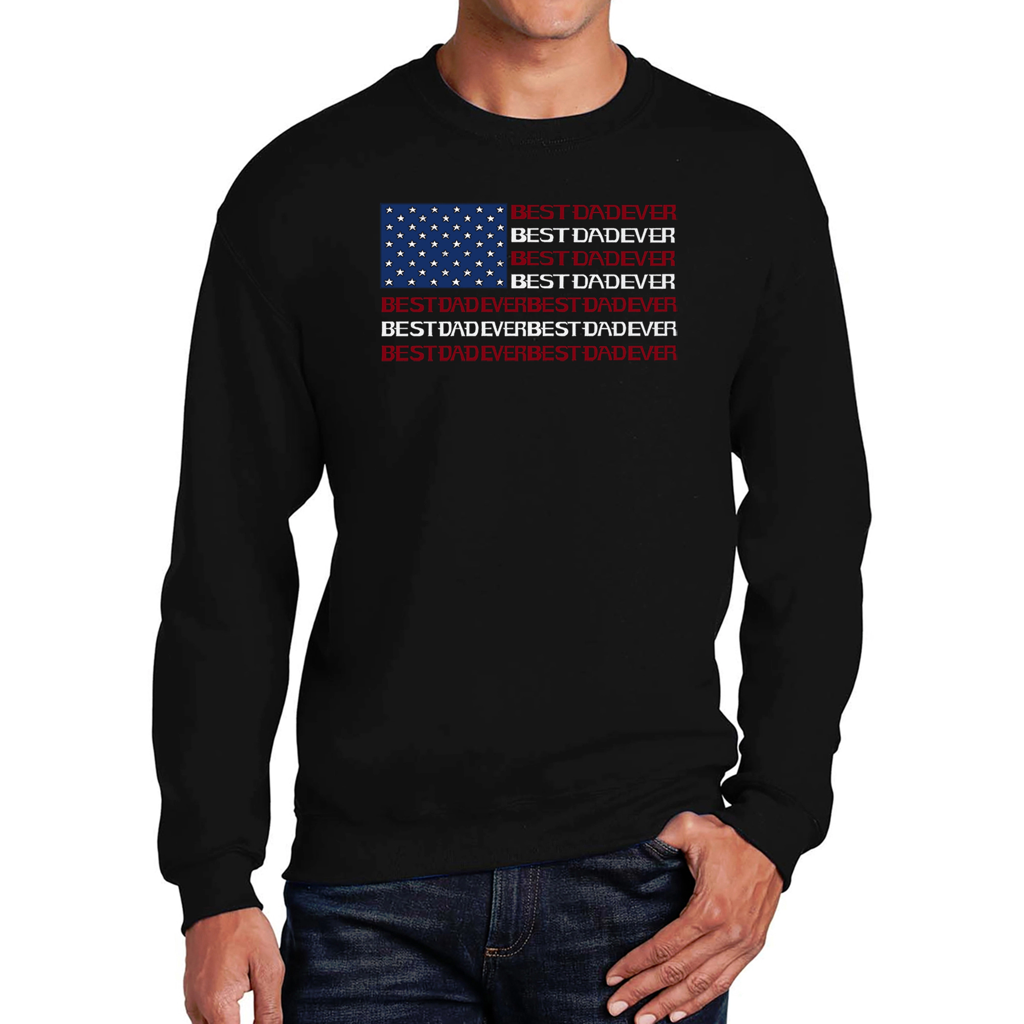 LA Pop Art Best Dad Ever Flag - Men's Word Crew Sweatshirt