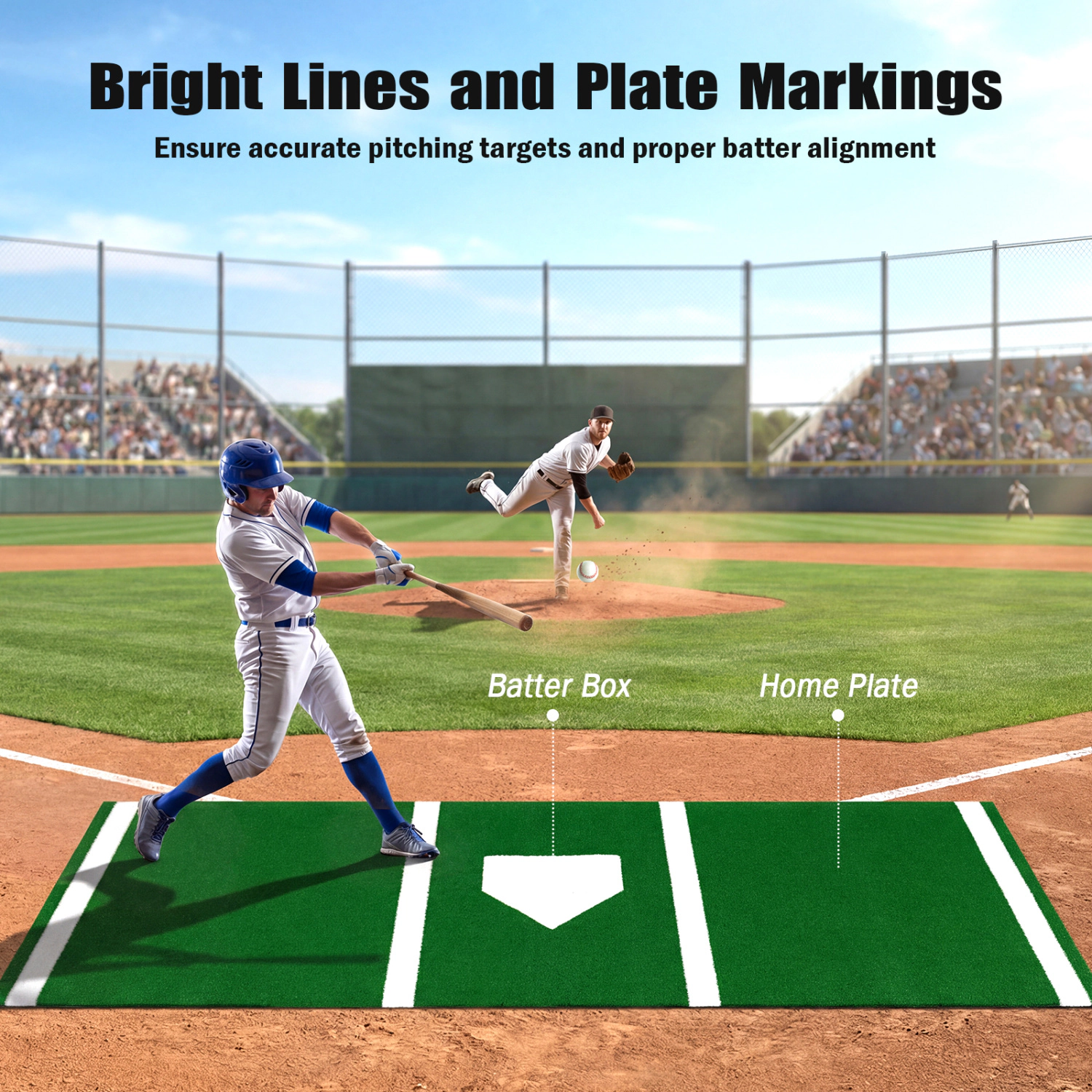 LJG Kids 10 x 3.8 ft Baseball and Softball Hitting Mat with Home Plate