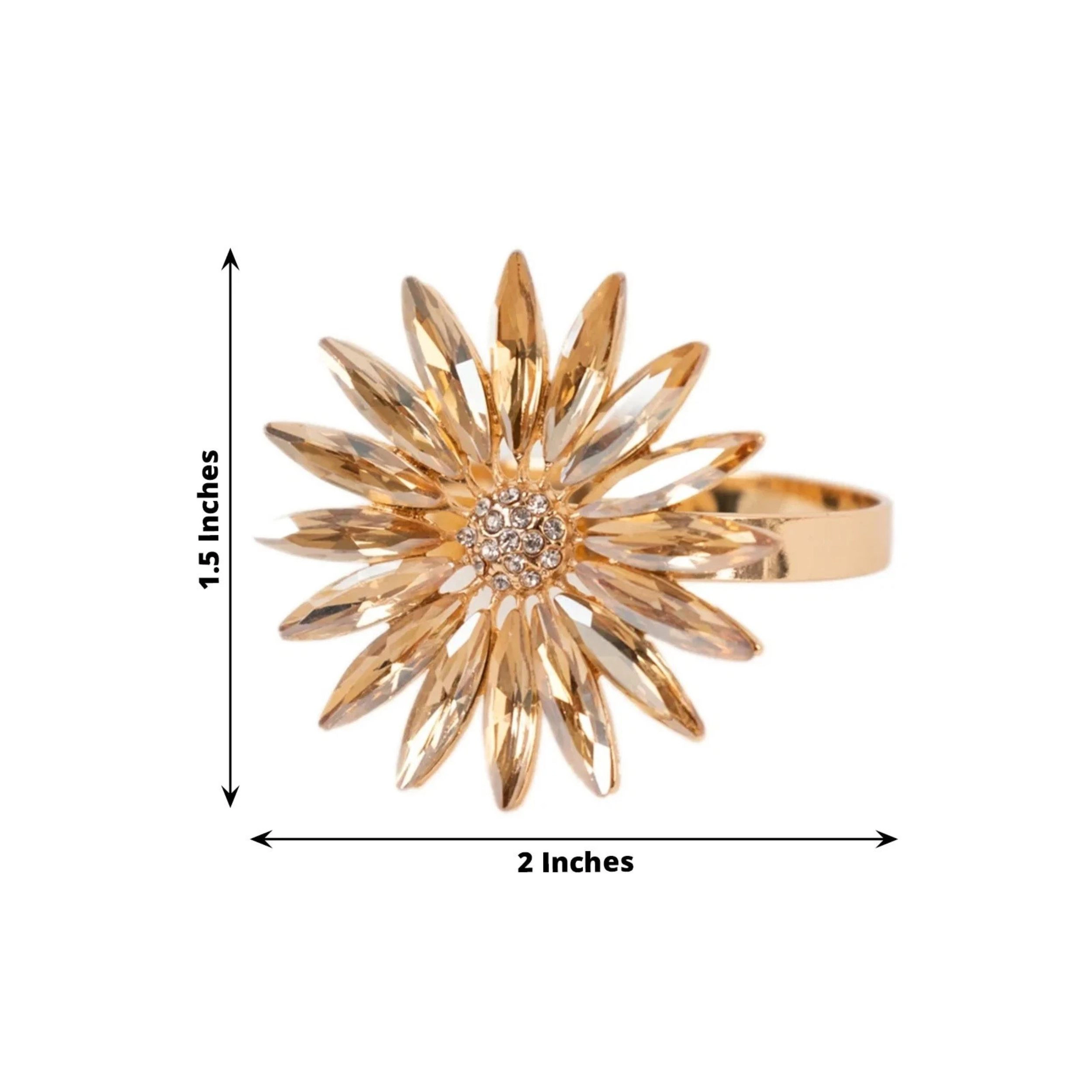 Home Collection 1.75-Inch Floral Rhinestone Metal Napkin Rings-Set of 4