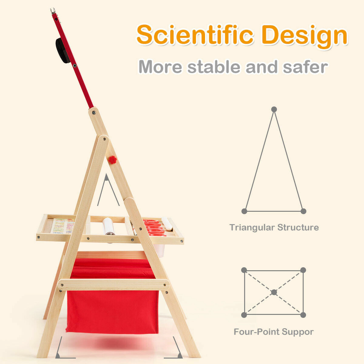 SUGIFT Flip-Over Double-Sided Kids Art Easel with Magnetic Blackboard and Whiteboard 20.5-in Frame Ages 3+ Multicolor