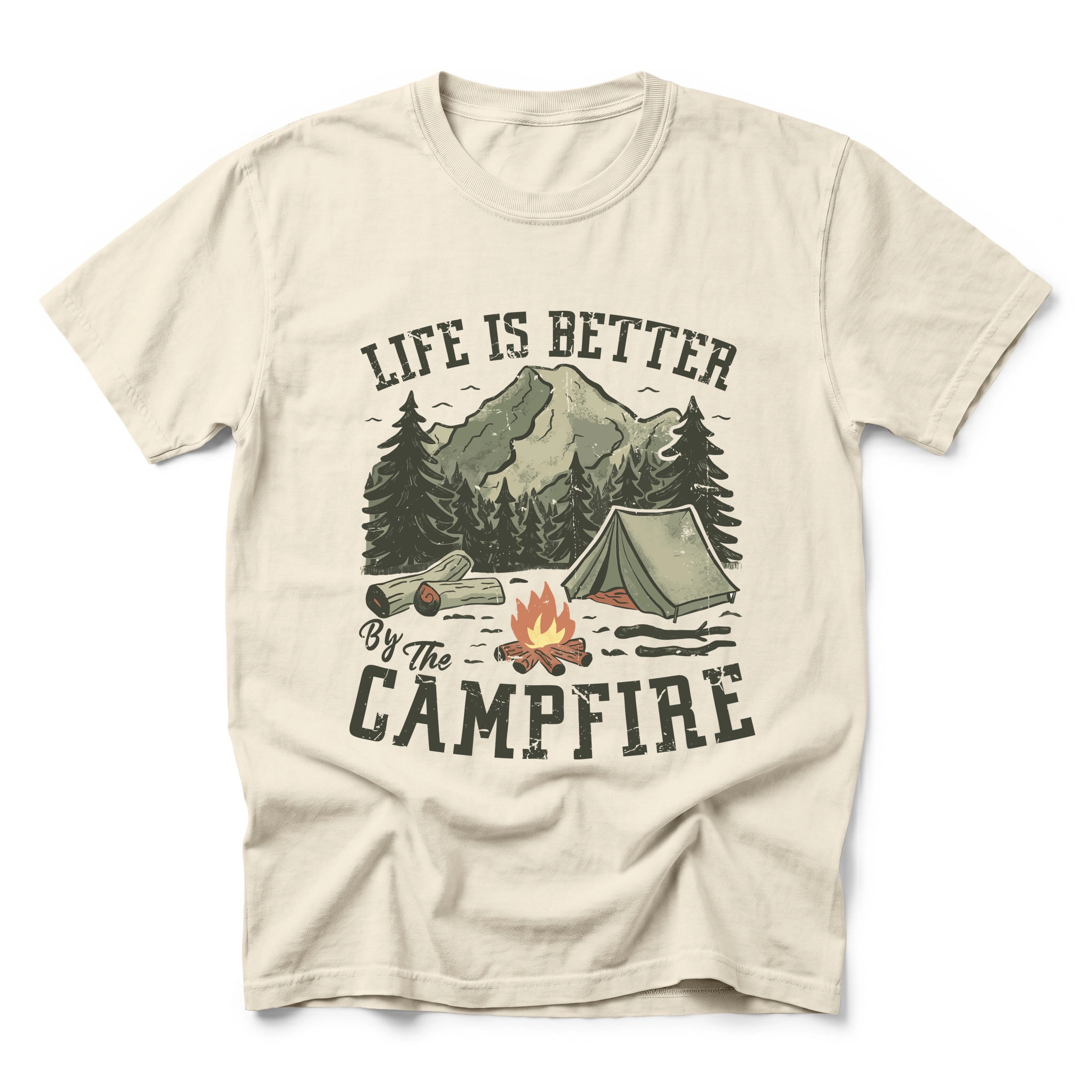 Simply Sage Market - Life Is Better By The Campfire Tent Men's Garment Dyed Graphic T-Shirt