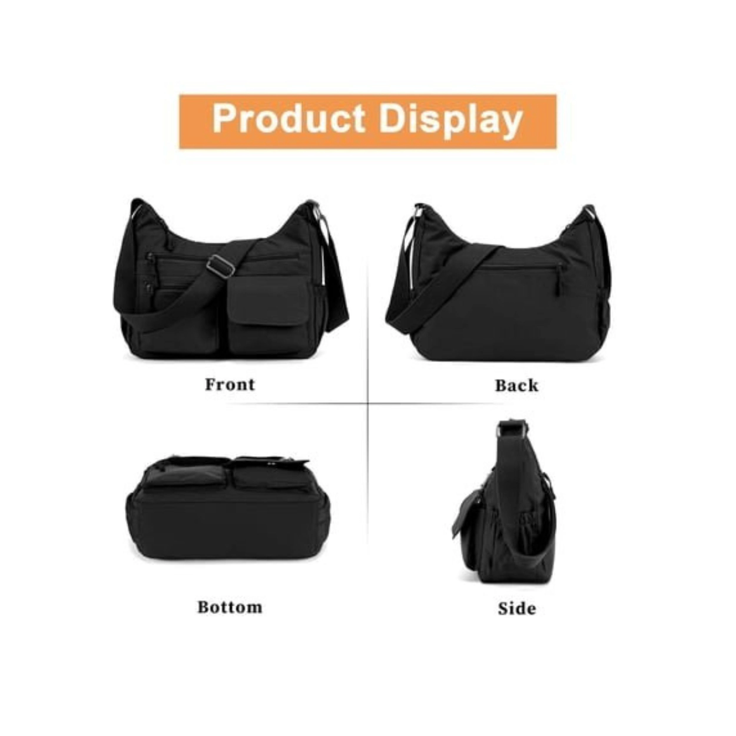 Home Collection Women’s Waterproof Nylon Crossbody Bag with Anti Theft Pocket
