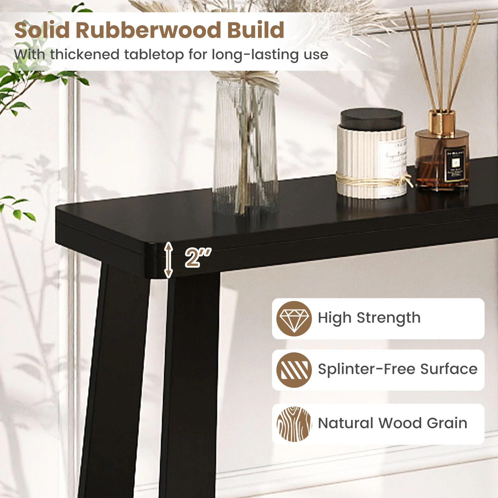 SlickBlue Farmhouse Console Table with Solid Wood Frame