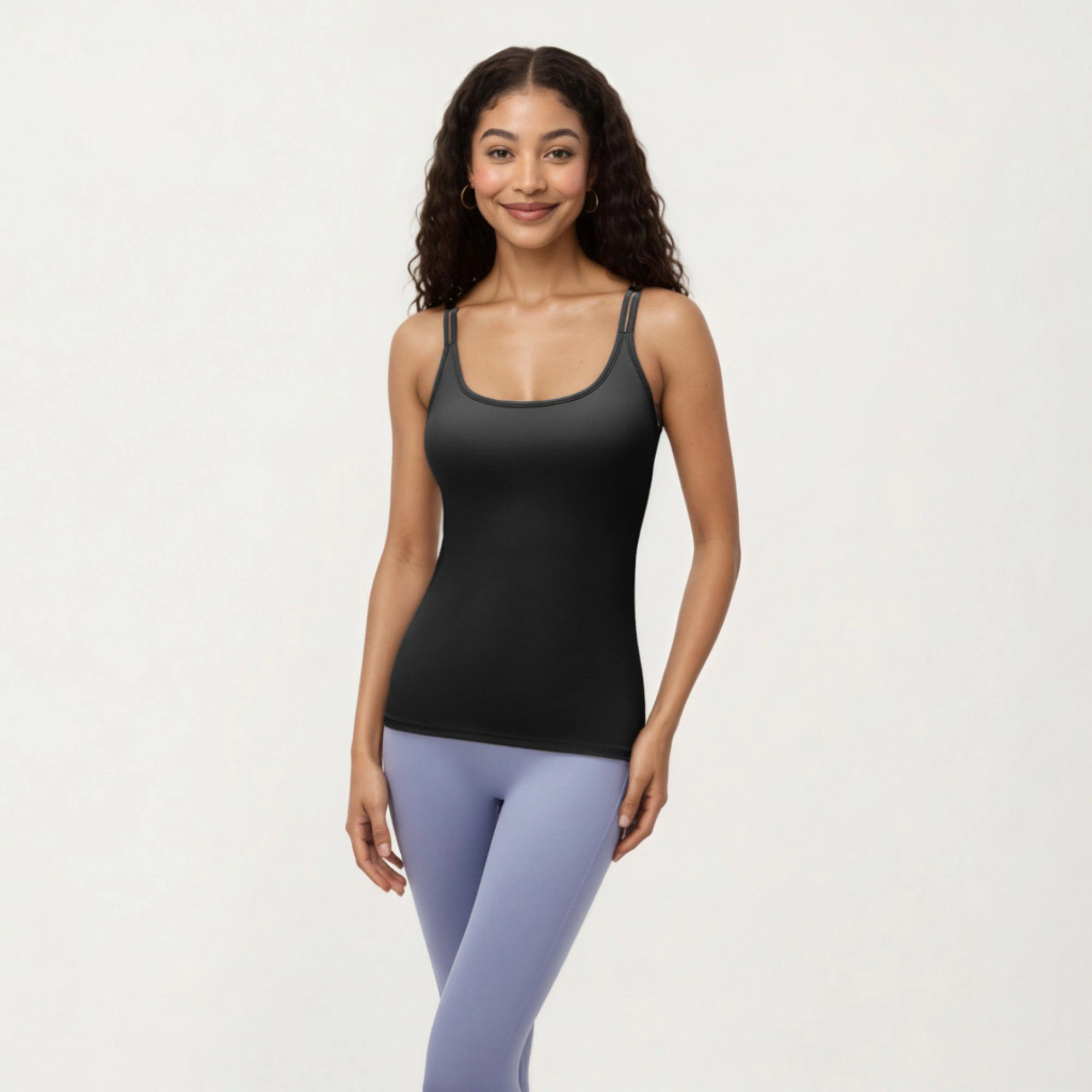 Anna-Kaci Women's Fitted Athletic Tank Top with Double Strap Back and Smooth Stretch Knit Fabric