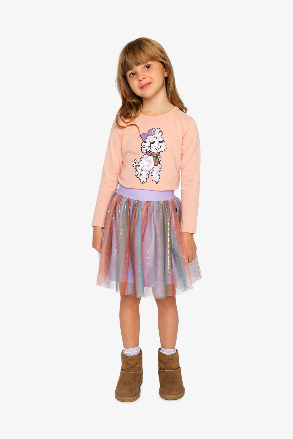 Deux par Deux Girls Sparkle Gradient Mesh Skirt