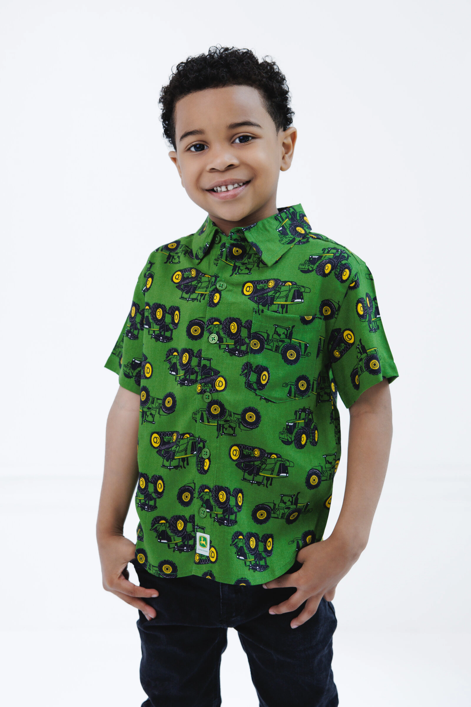 John Deere Boys' Short Sleeve Button-Down Shirt