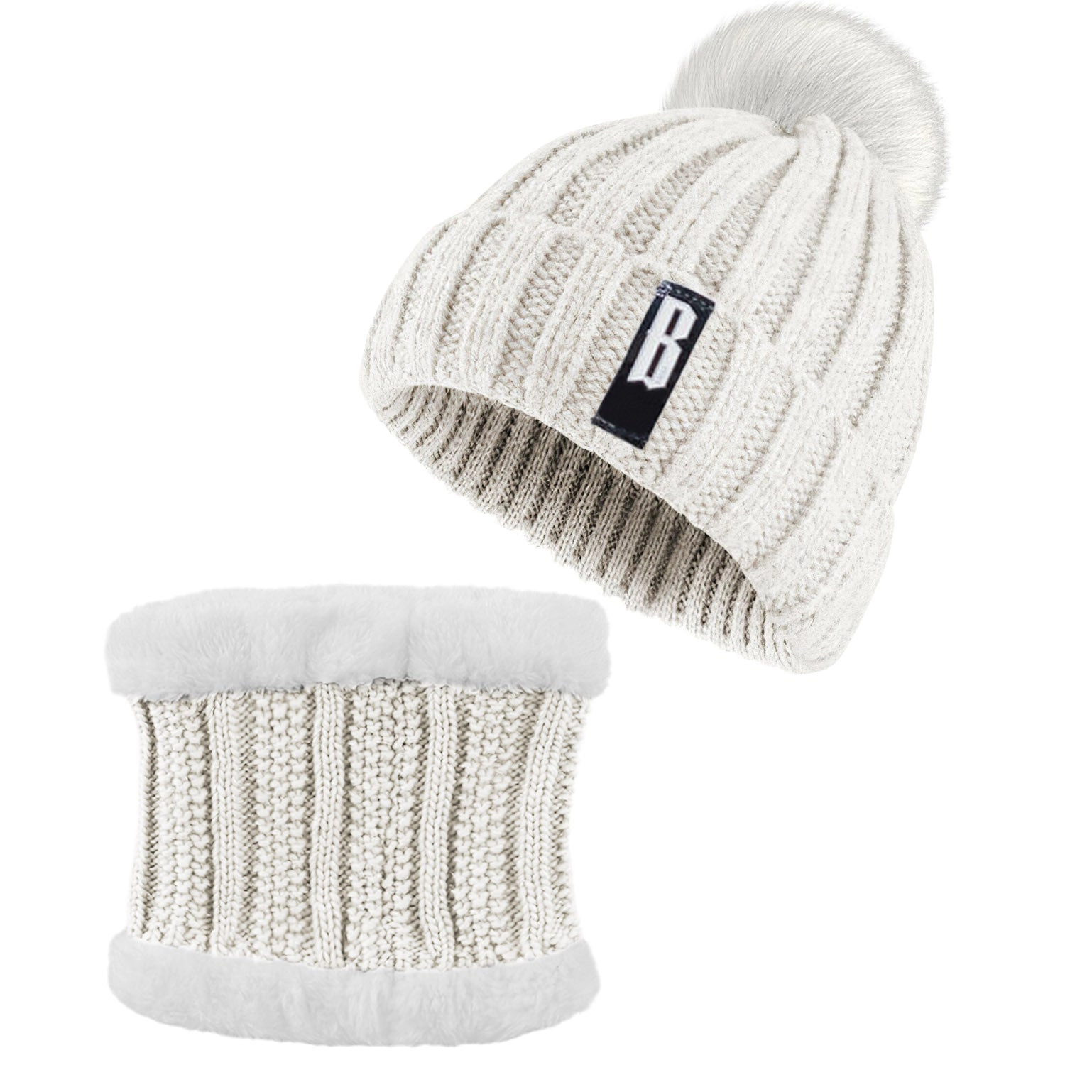 GBruno 2-in-1 Knit Beanie Hat And Scarf Set