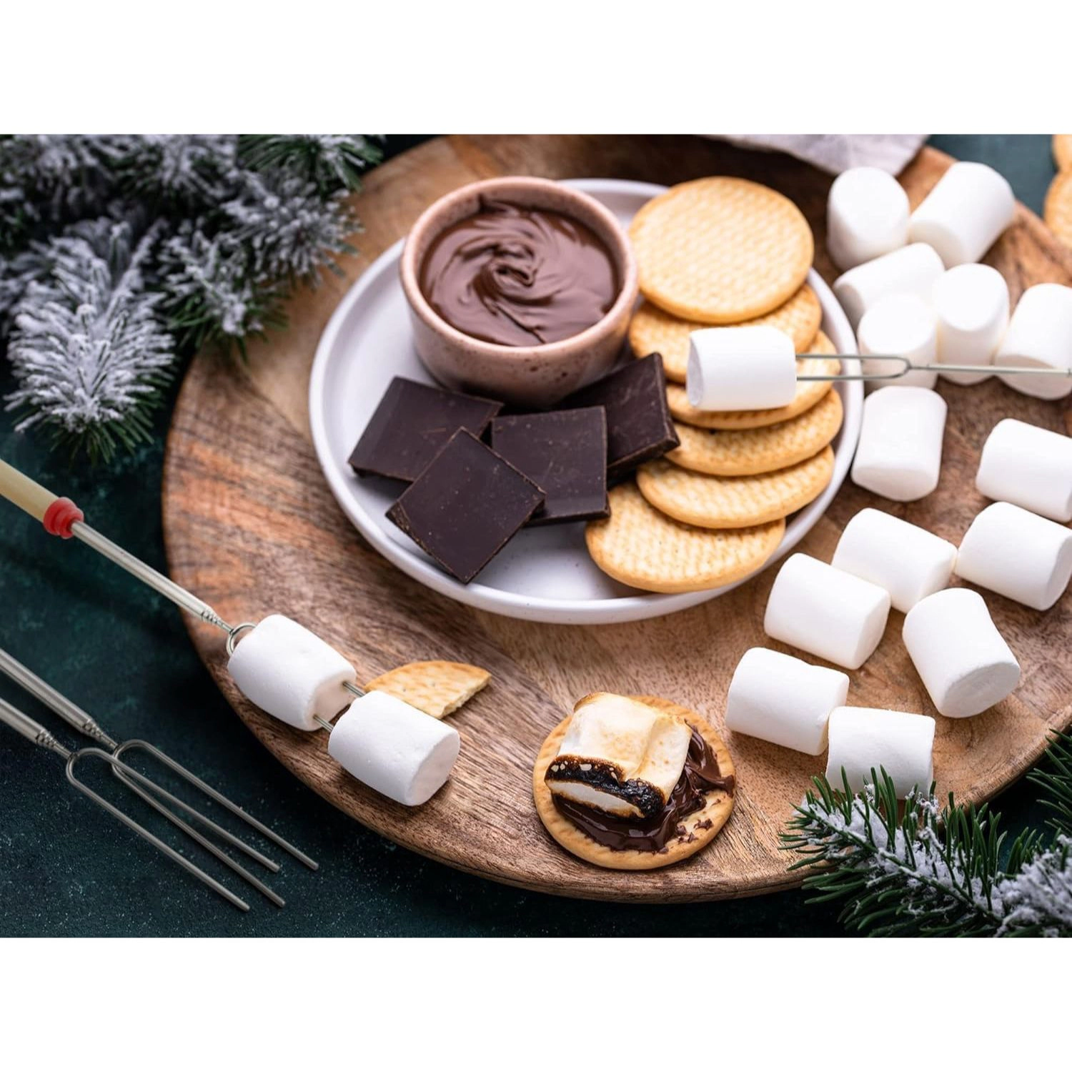 Zulay Kitchen Sturdy Marshmallow Sticks for Fire Pit - Great Smores Sticks Smores Kit for Fire Pit