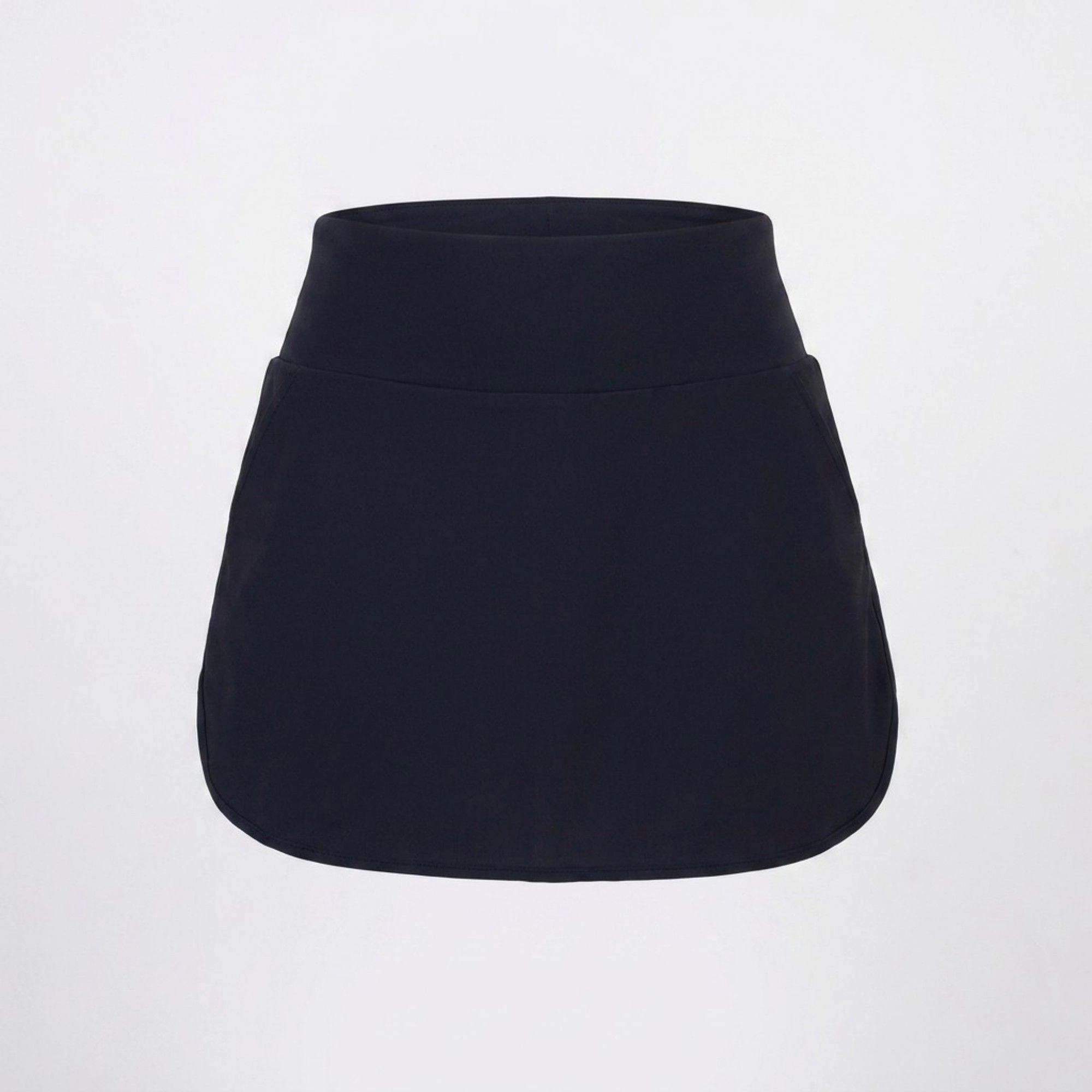 Anna-Kaci Women's High-Waist Athletic Skort with Wide Waistband Curved Hem Smooth Stretch Knit and Built-In Shorts