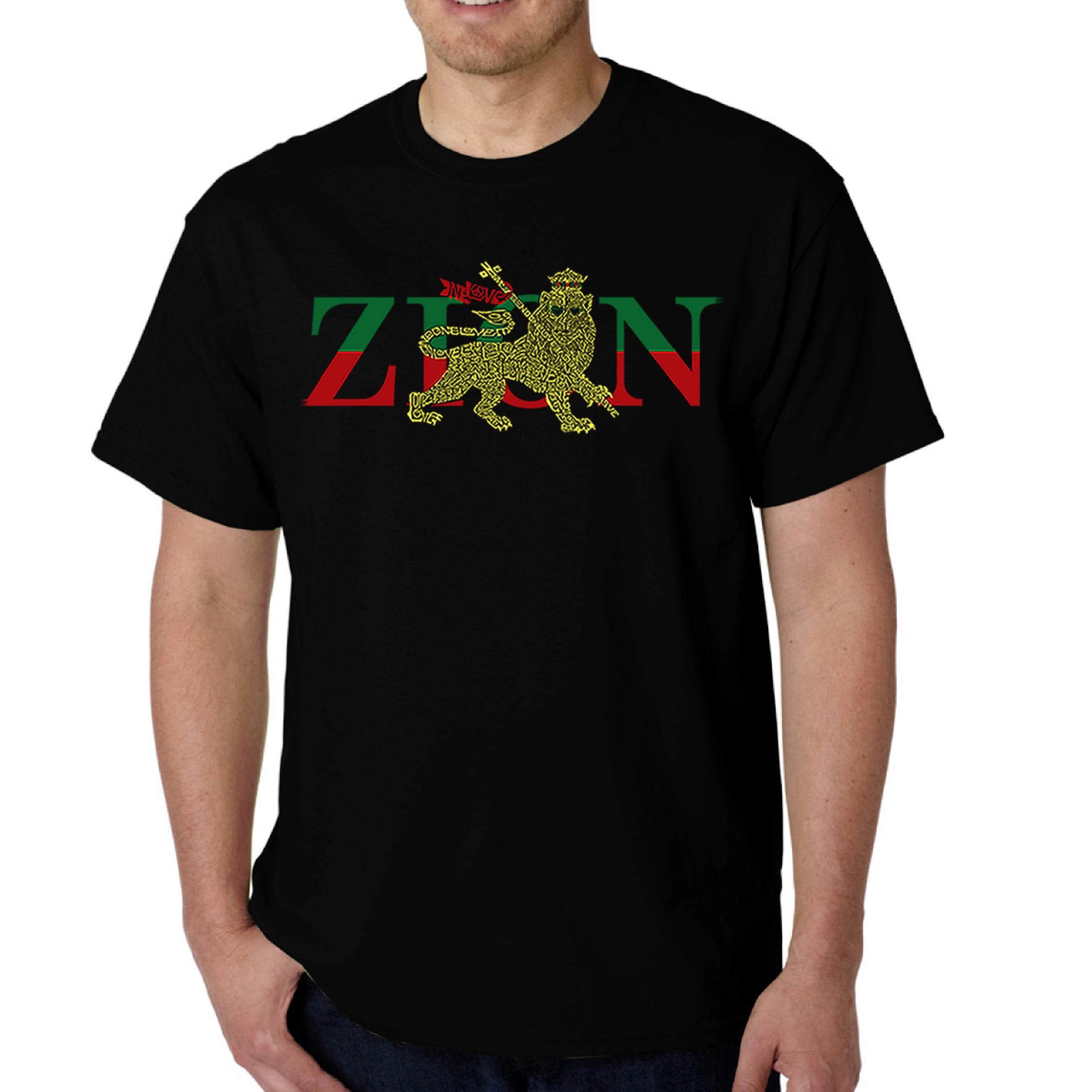LA Pop Art Men's Zion One Love Word T-Shirt