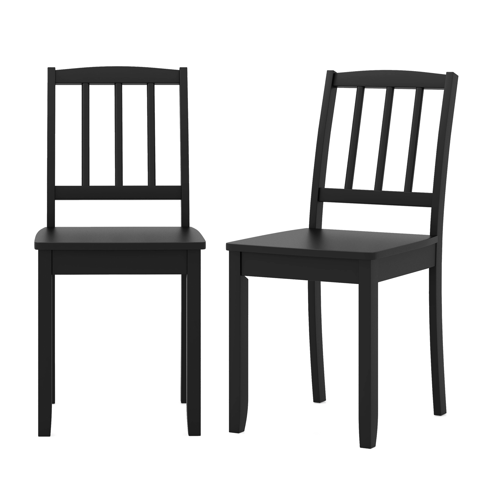 SUGIFT Solid Rubber Wood Dining Chair Set of 2 with Ladder Back 400-lb Capacity 34-in Tall 16 x 16 in Seat Black