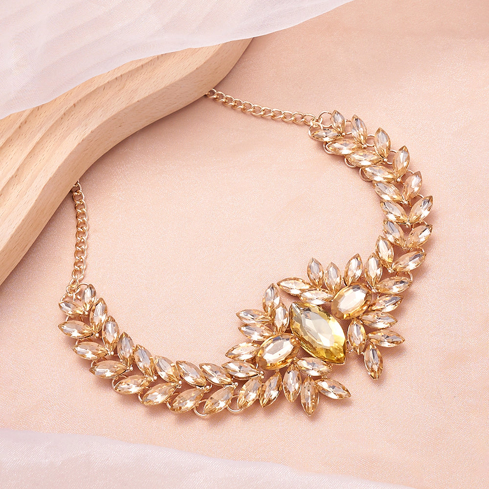 SOHI Women's Amber Yellow the Marquise Statement Necklace