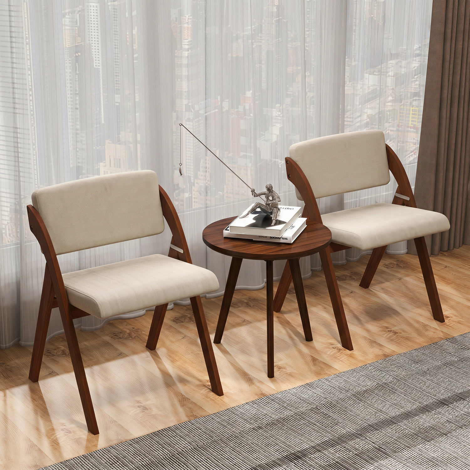 Hivvago Folding Chairs with Sturdy Rubberwood Support - Set of 2