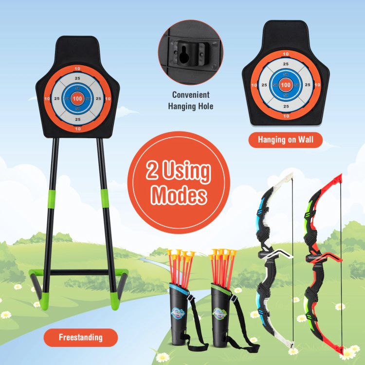 Hivvago Youth Archery Bow Set with LED Light Up Bow and 20 Suction Cup Arrows for Kids