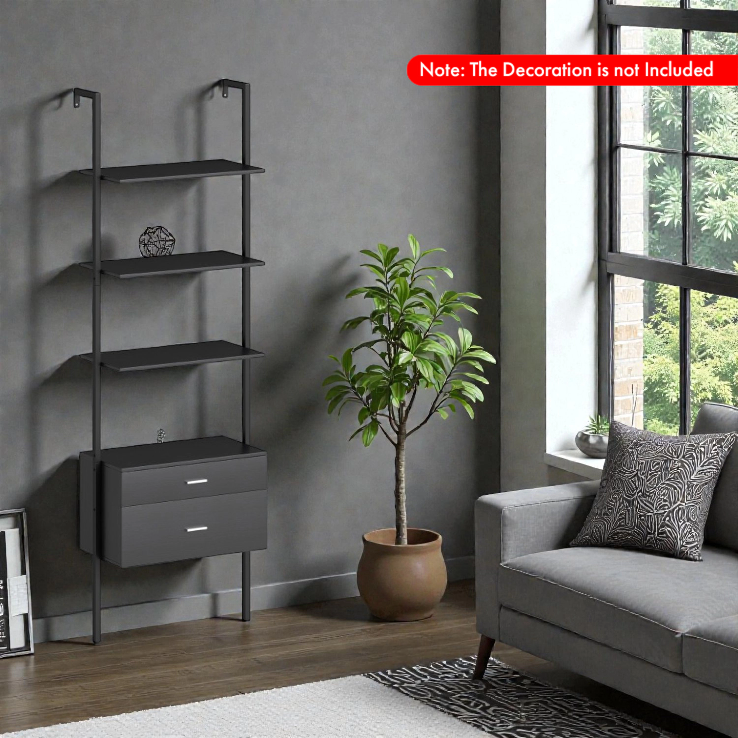 Hivvago Freestanding 6-Tier Ladder Display Rack with Metal Support and Storage Drawers