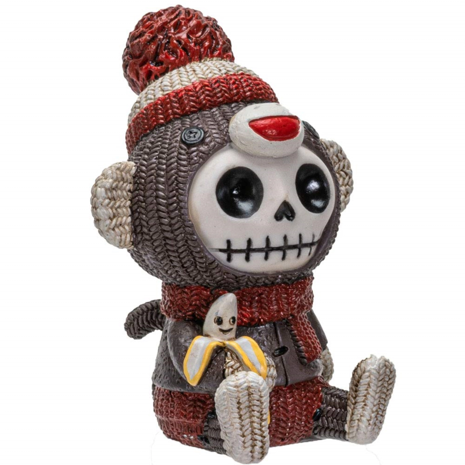 Pacific Giftware Furrybones Sock Munky Figurine Decorative Skeleton in Stuffed Toy Sock Monkey Costume 3 Inch Tall