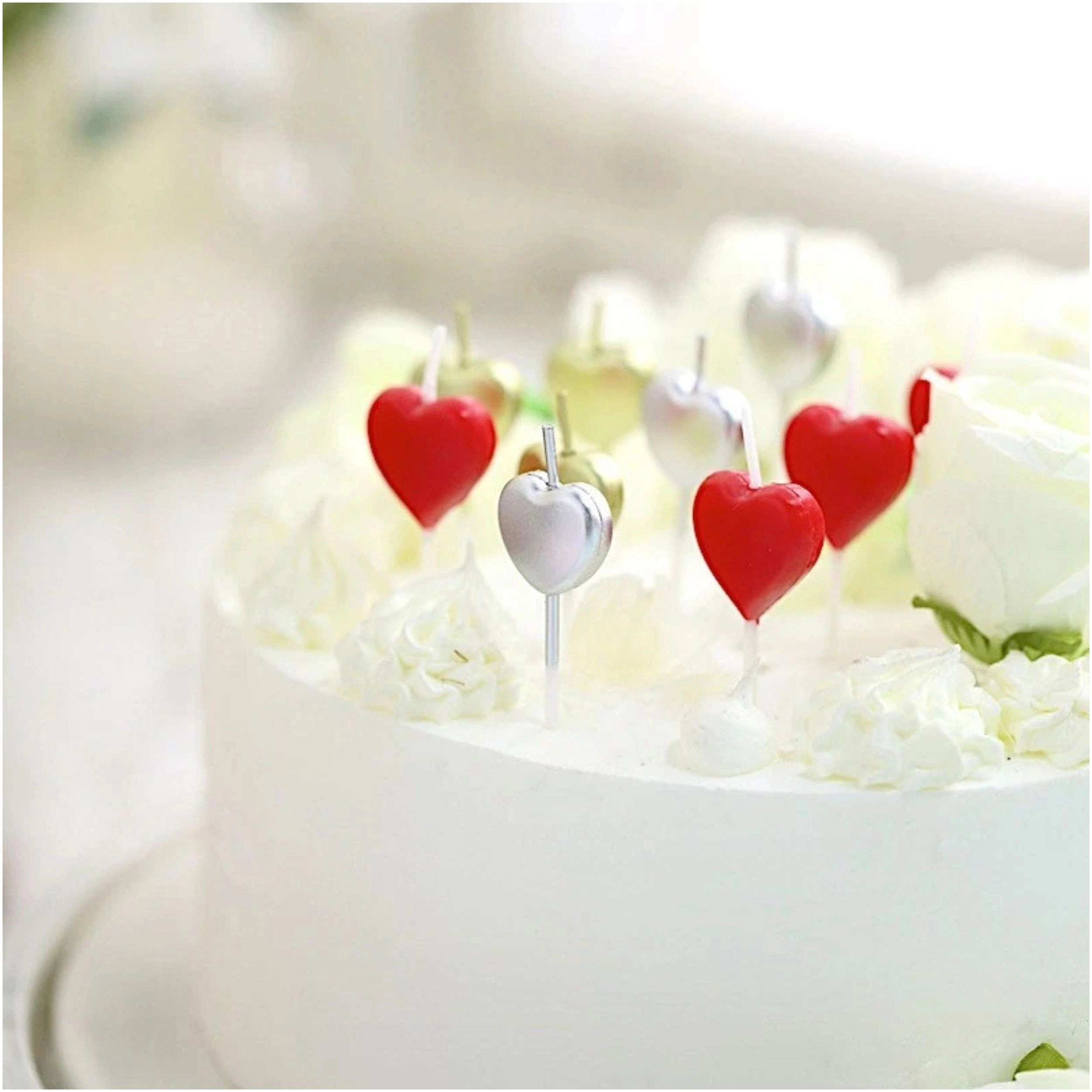 Home Collection Pack of 10 Heart Birthday Cake Candles