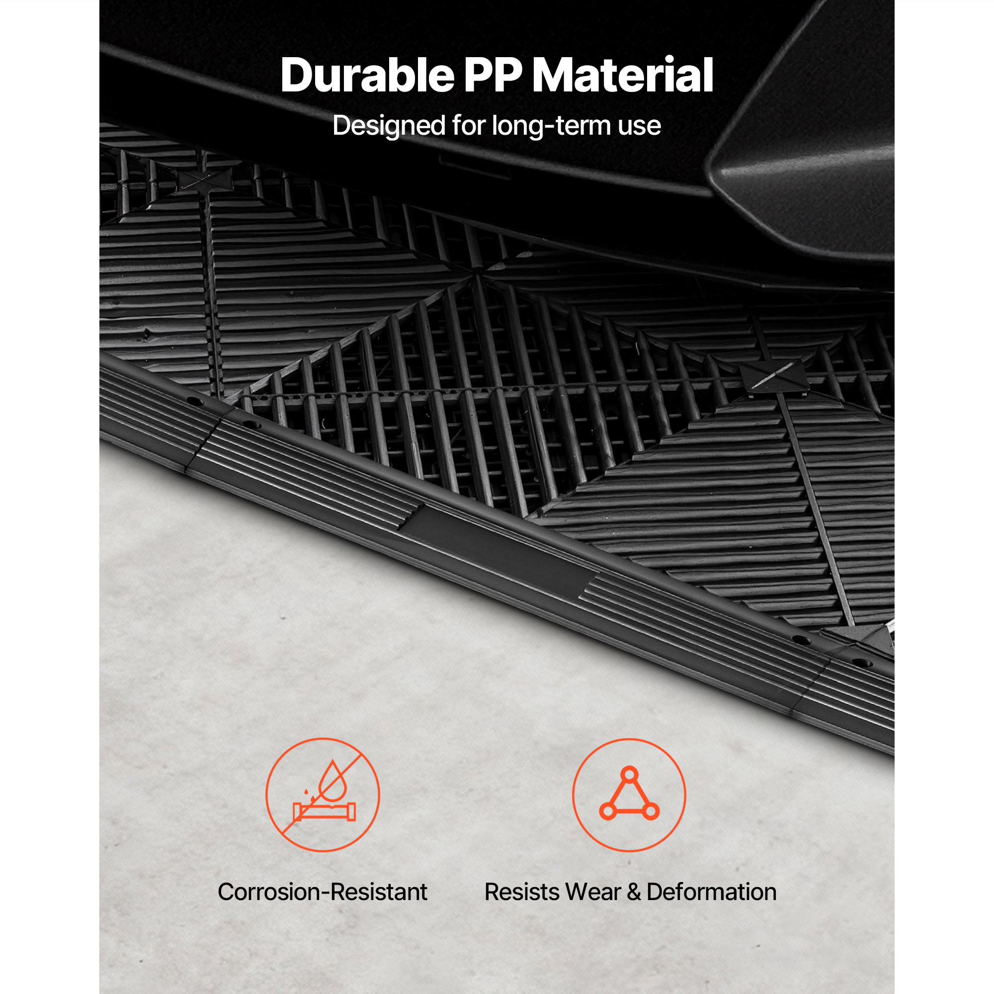 HONGGE Transition Edge Kit 11-Piece Durable Garage Floor Edging PP Easy Installation Edge Protection for Wet Area
