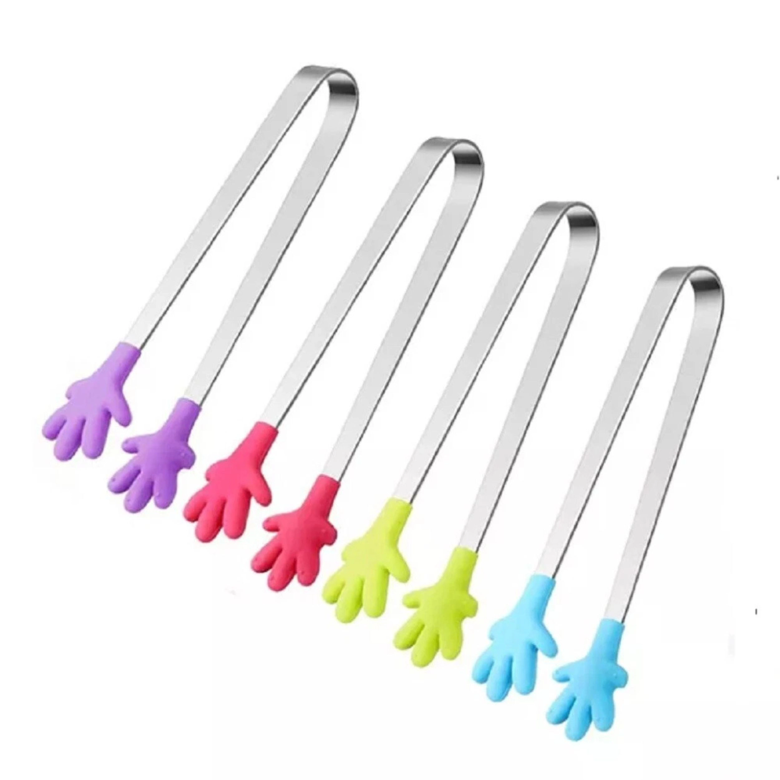 Home Collection Pack o 4, 5-Inch Silicone Mini Tongs Small Serving Sugar Cube Tongs