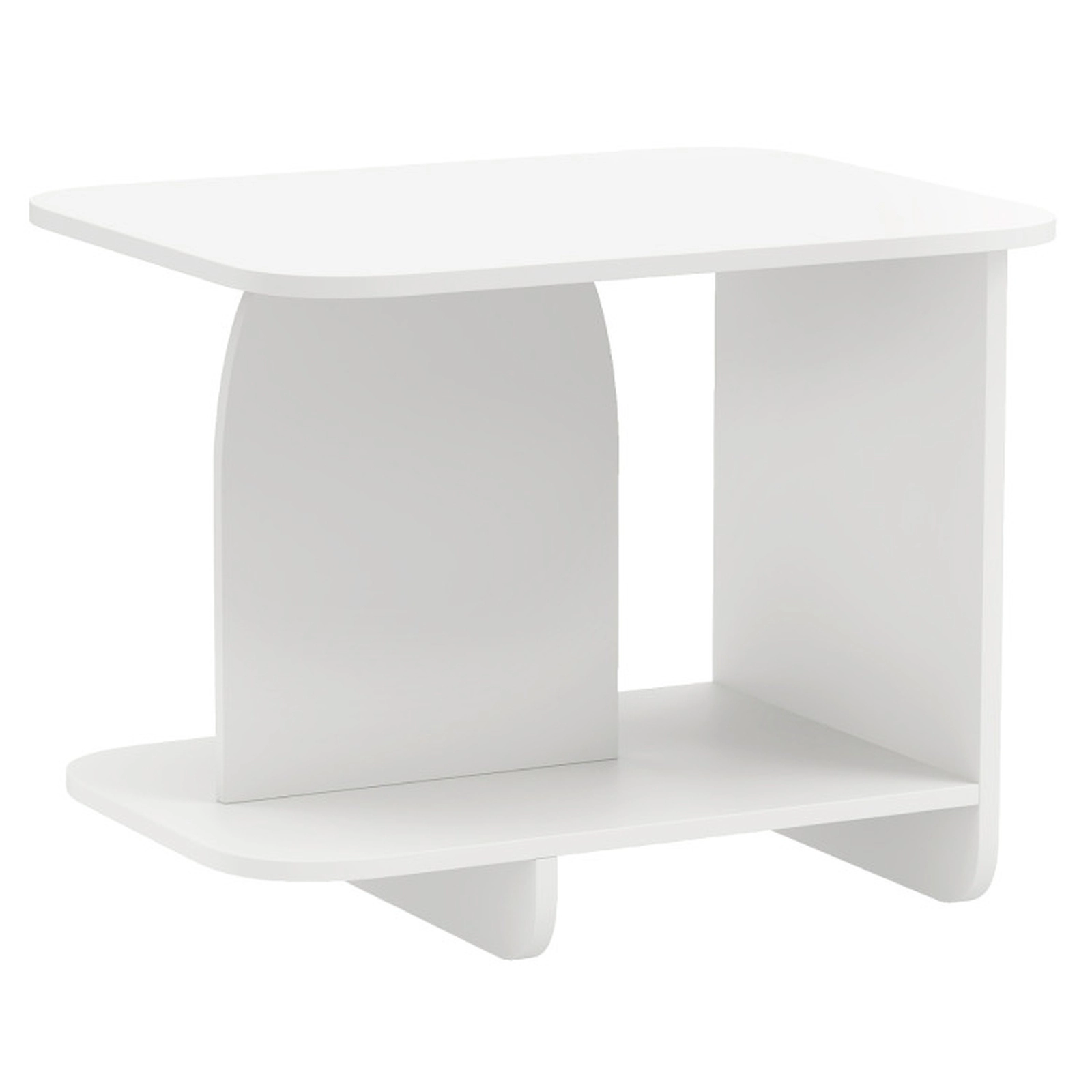 SUGIFT Storage Shelf and Screw Hole Covers 2-Tier White Sofa Side Table