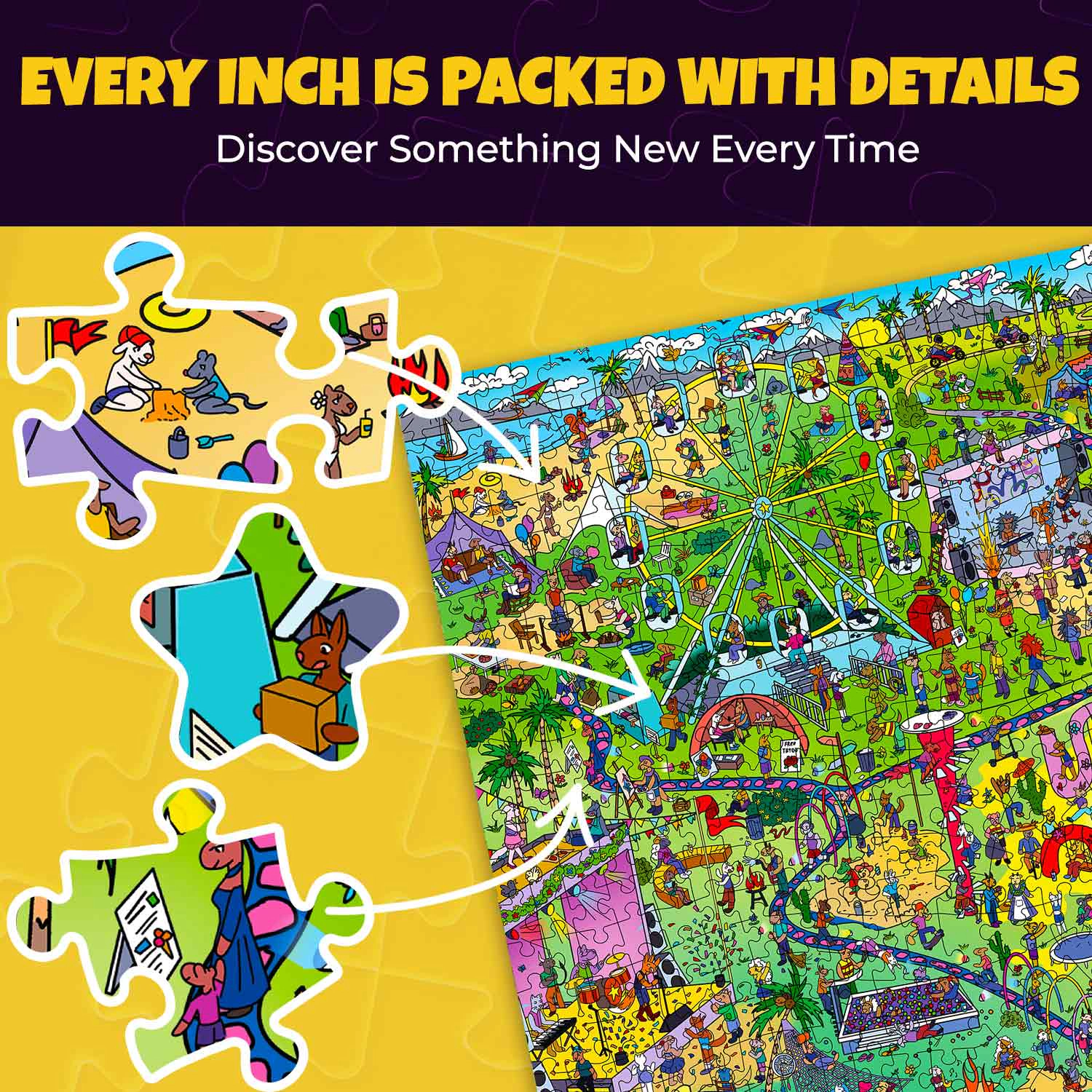 QUOKKA 1000-Piece Jigsaw Puzzles for Adults – Animal Bash, Desert Whirl and Hotel Wildeluxe Premium Box, Extra Fun Challenges