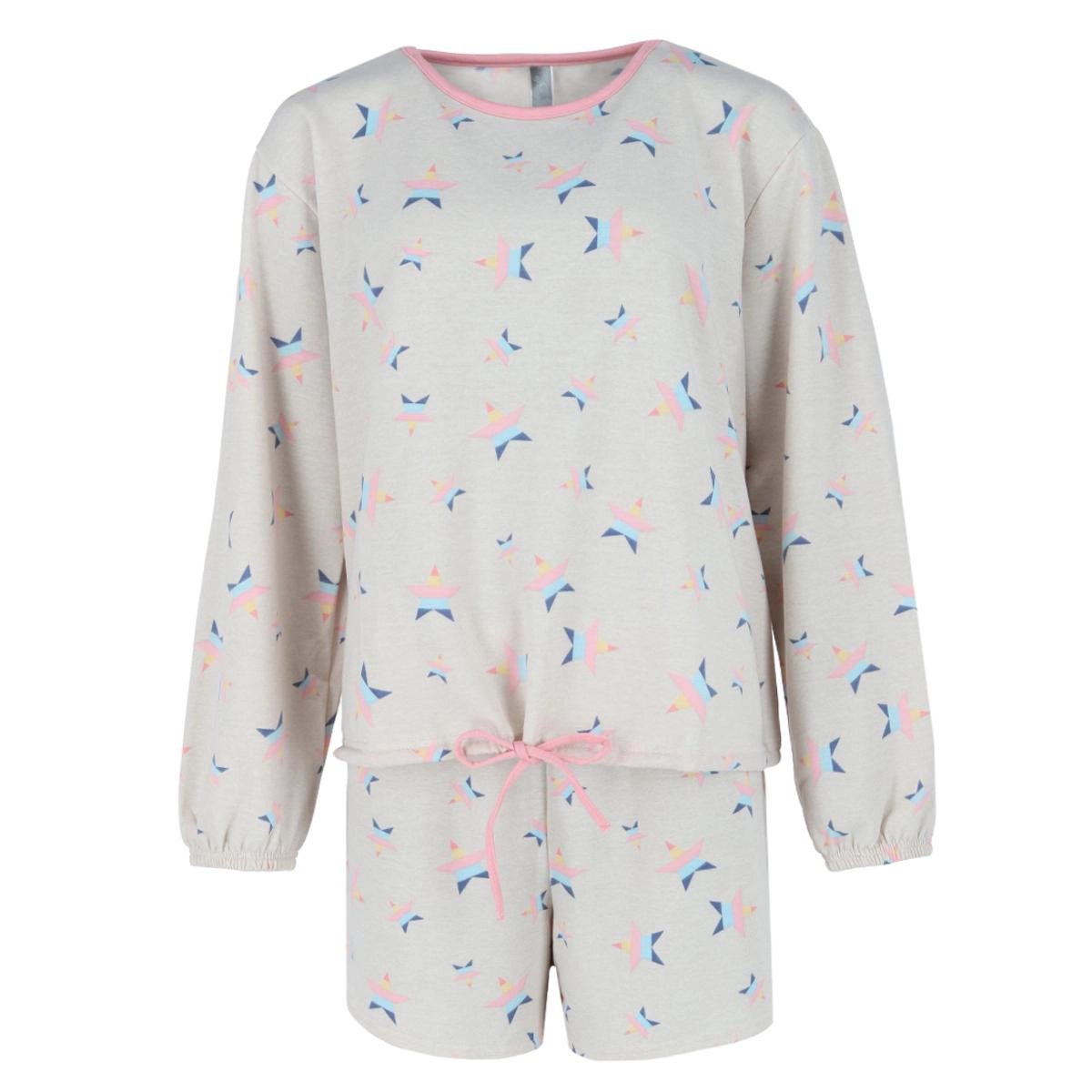 PJ Couture Women's Plus Stars Long Sleeve Short Set